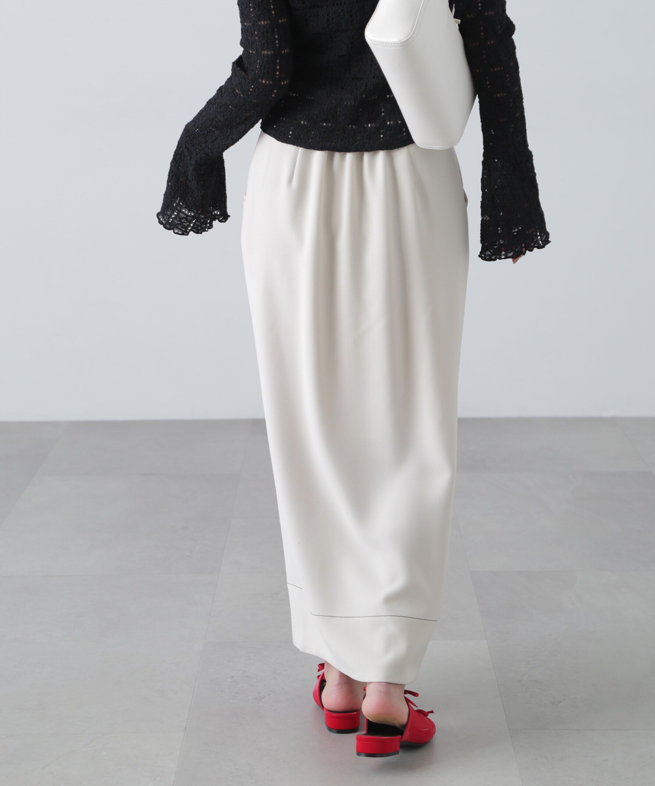  「配色ステッチハイウエストナロースカート」|スカート|