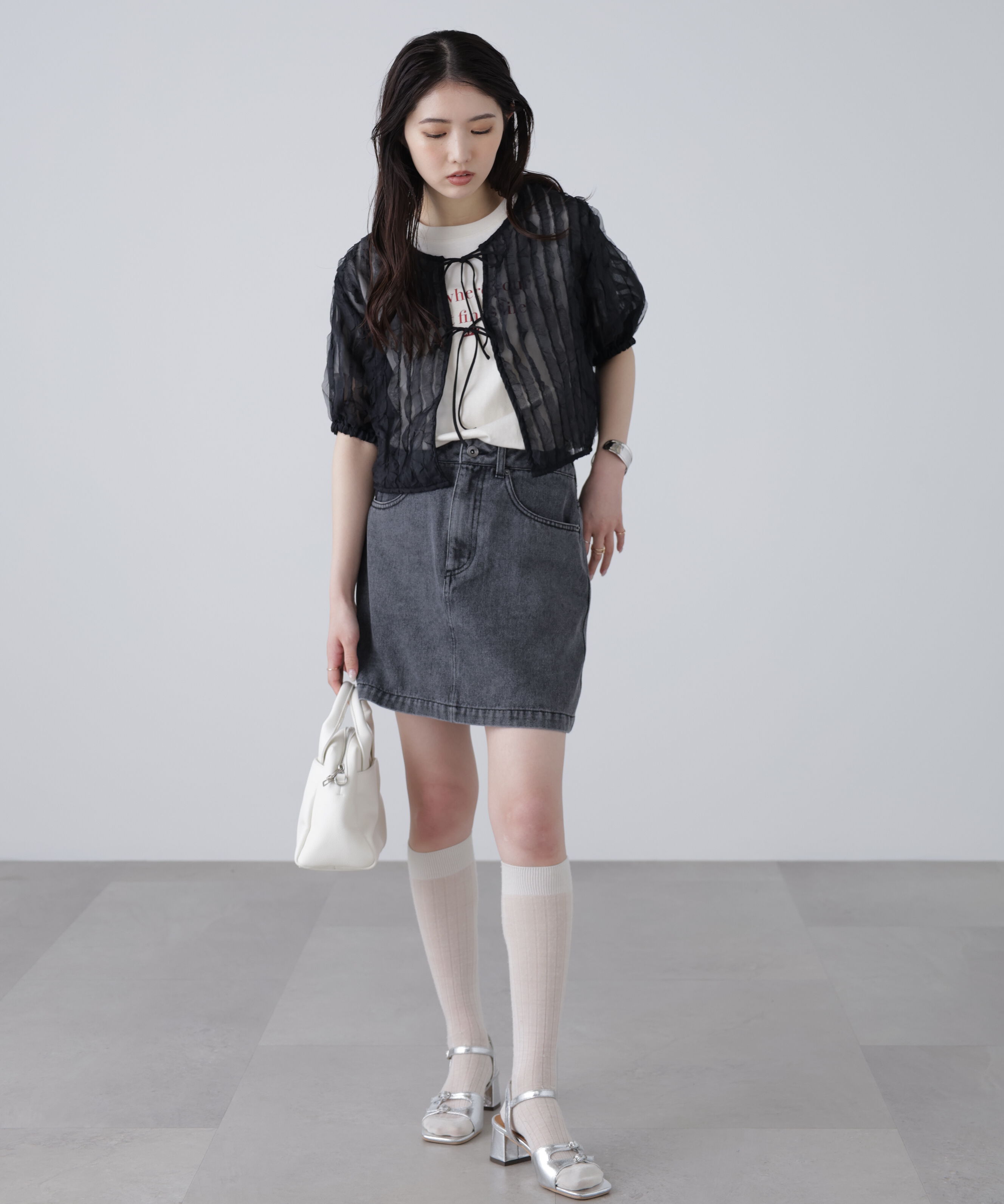  「シアーフリルフロントリボンブラウス」|シャツ・ブラウス|