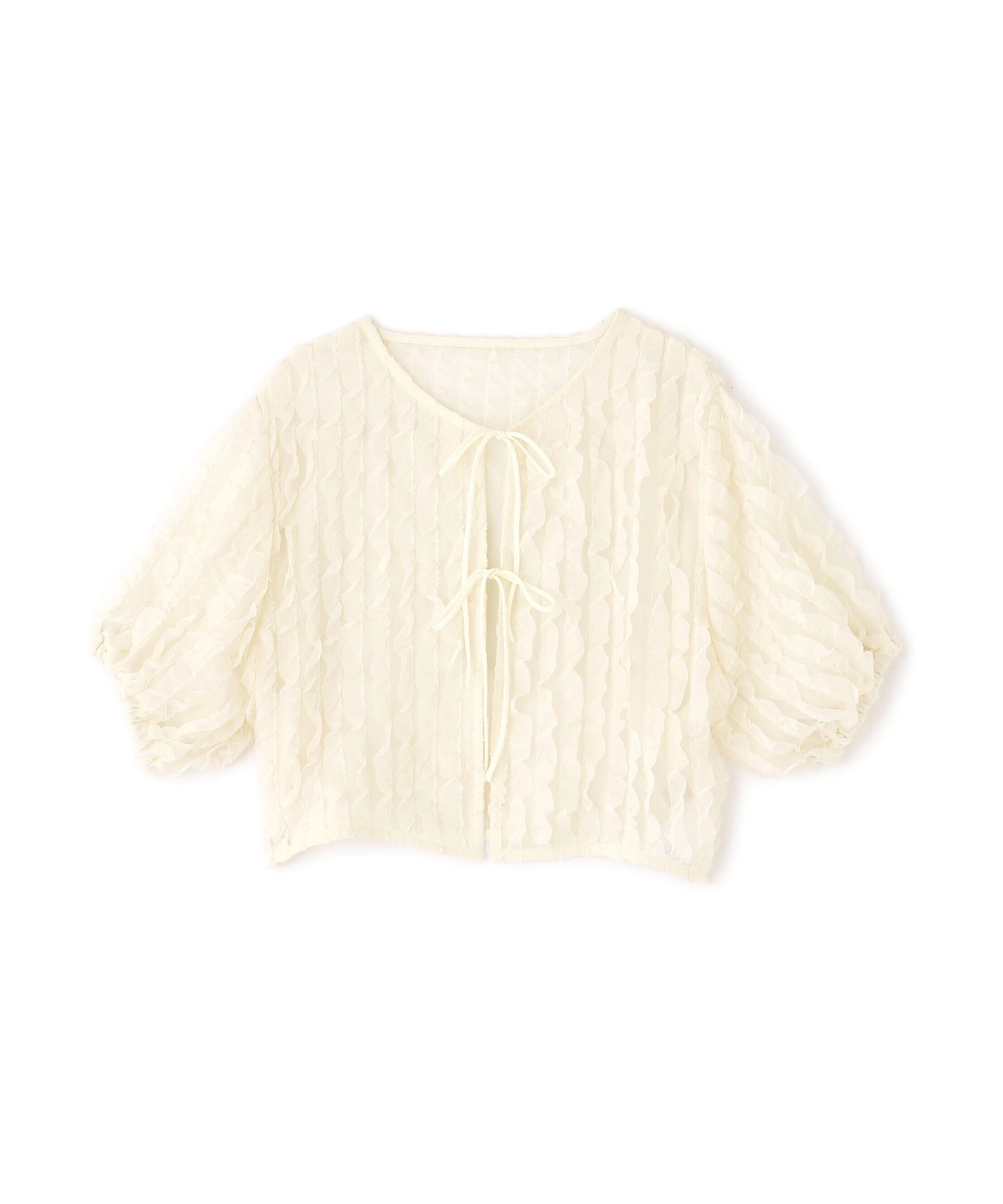  「シアーフリルフロントリボンブラウス」|シャツ・ブラウス|