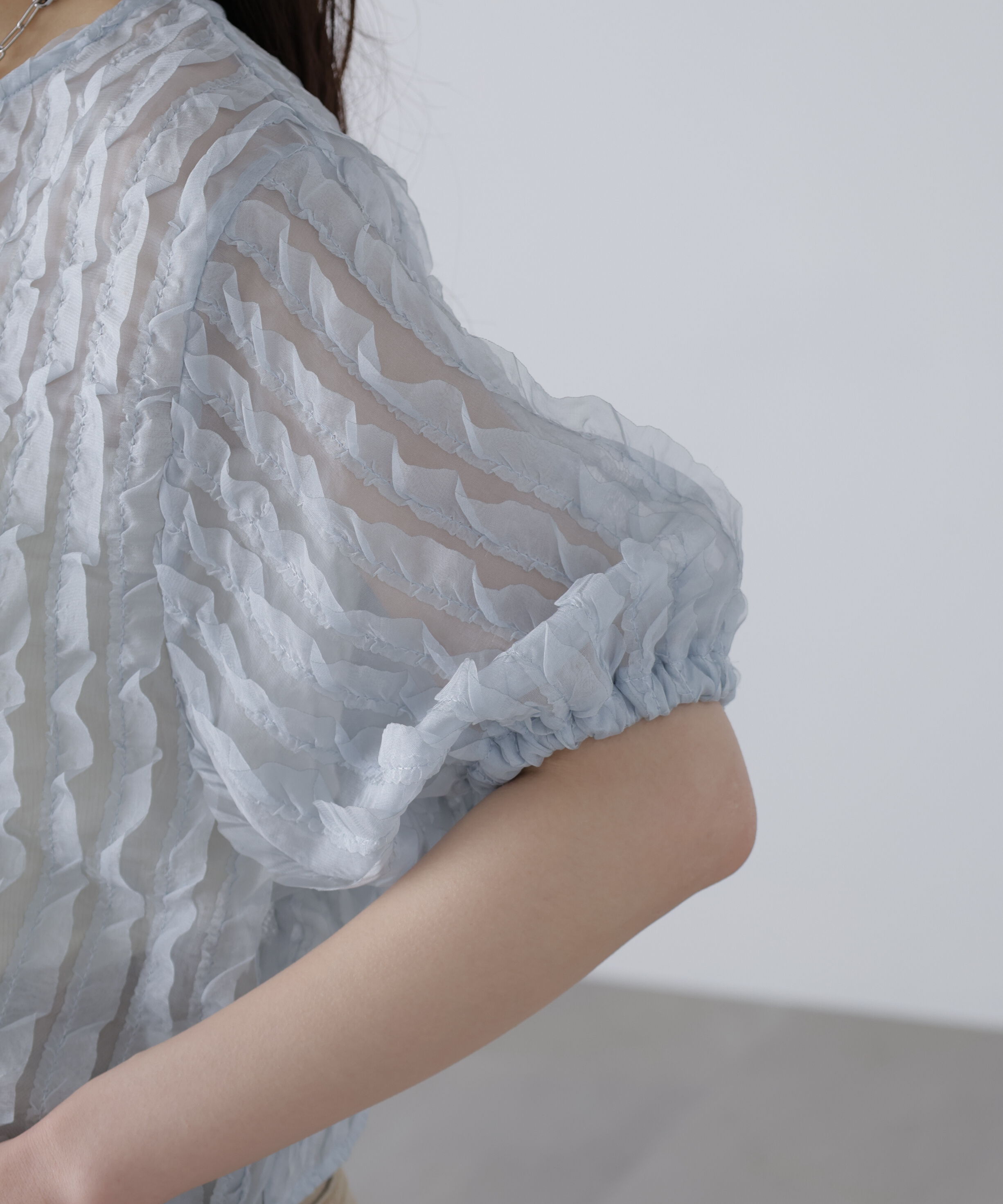  「シアーフリルフロントリボンブラウス」|シャツ・ブラウス|