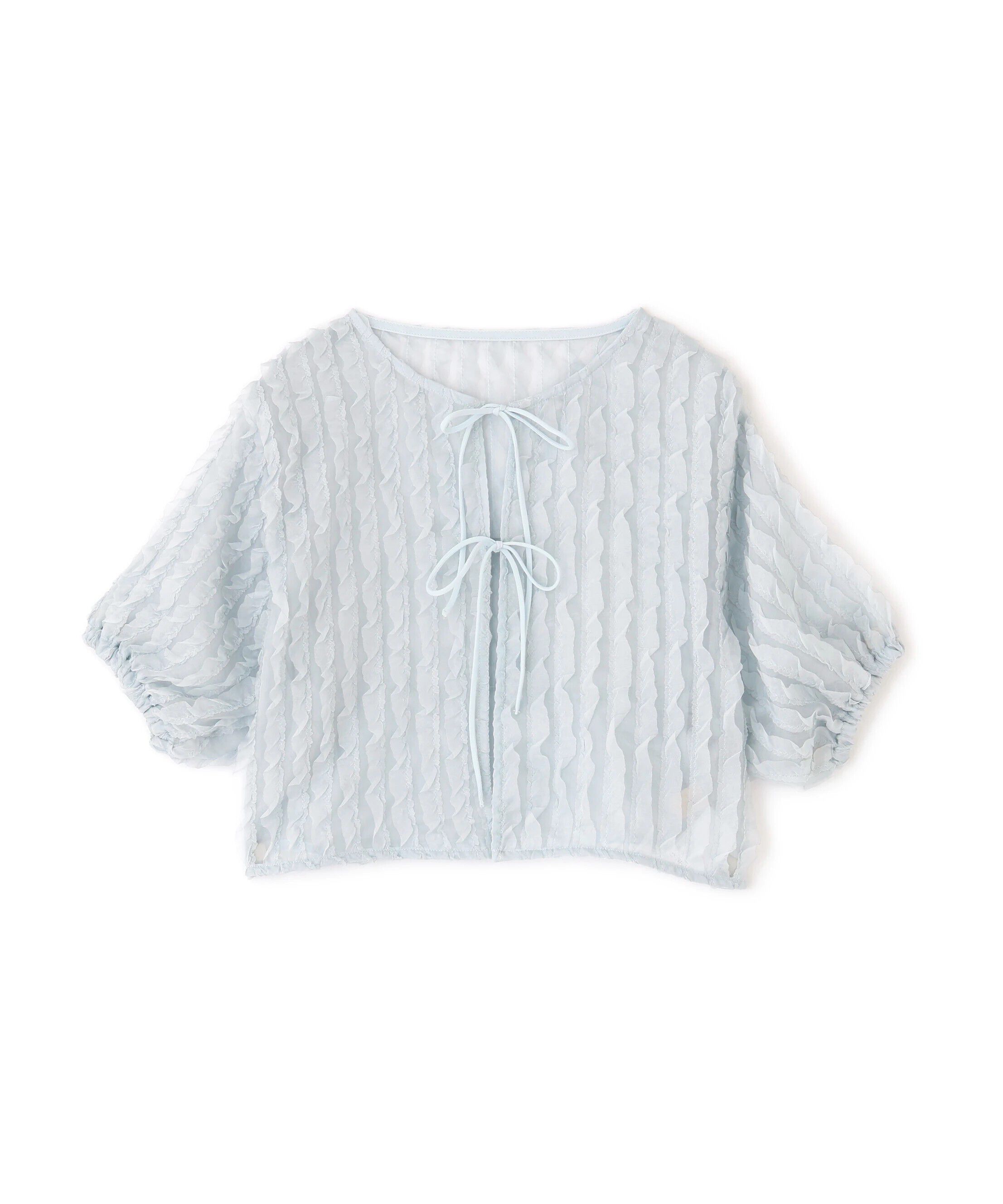  「シアーフリルフロントリボンブラウス」|シャツ・ブラウス|