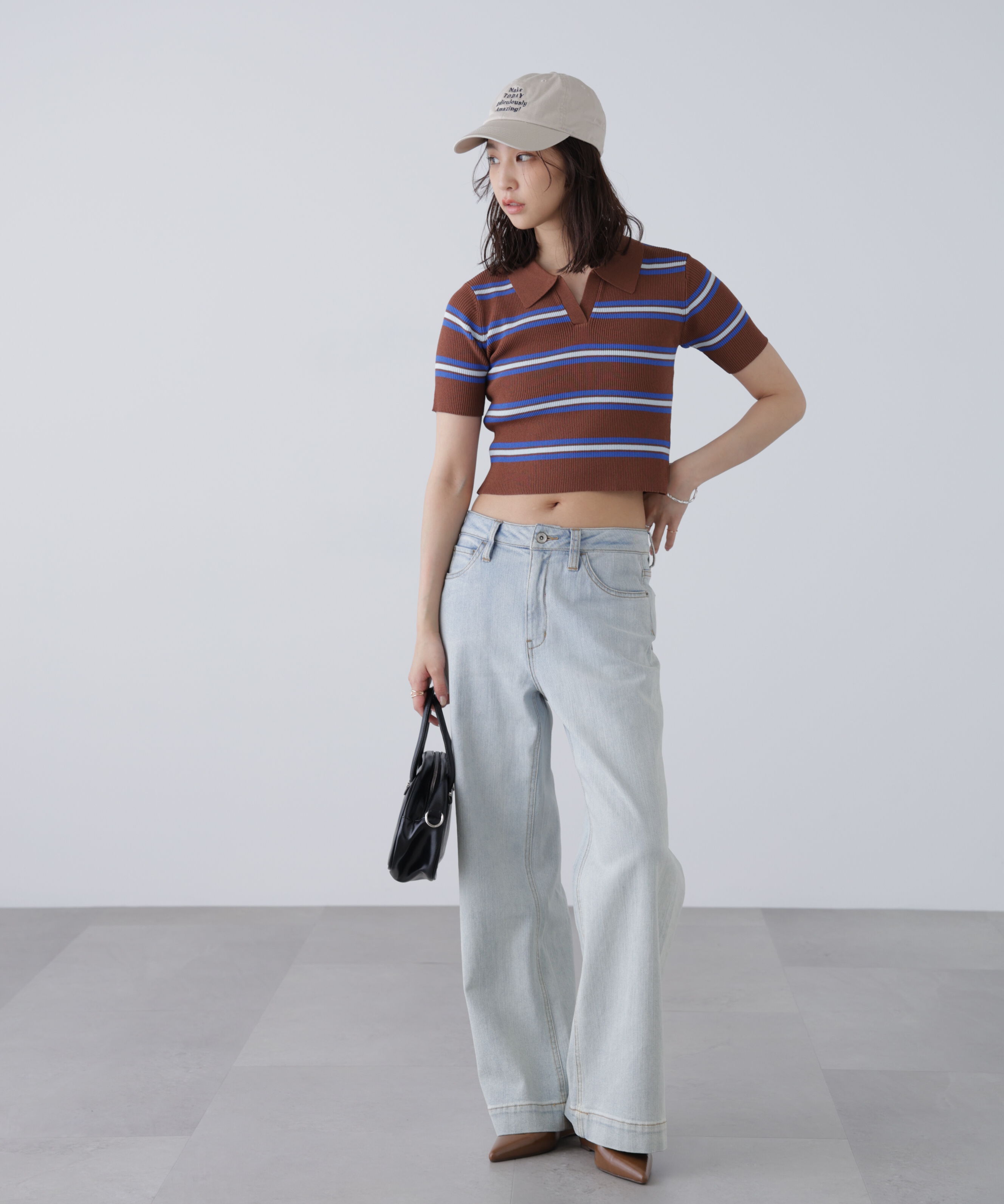  「マルチボーダースキッパーリブニット」|ニット・セーター|