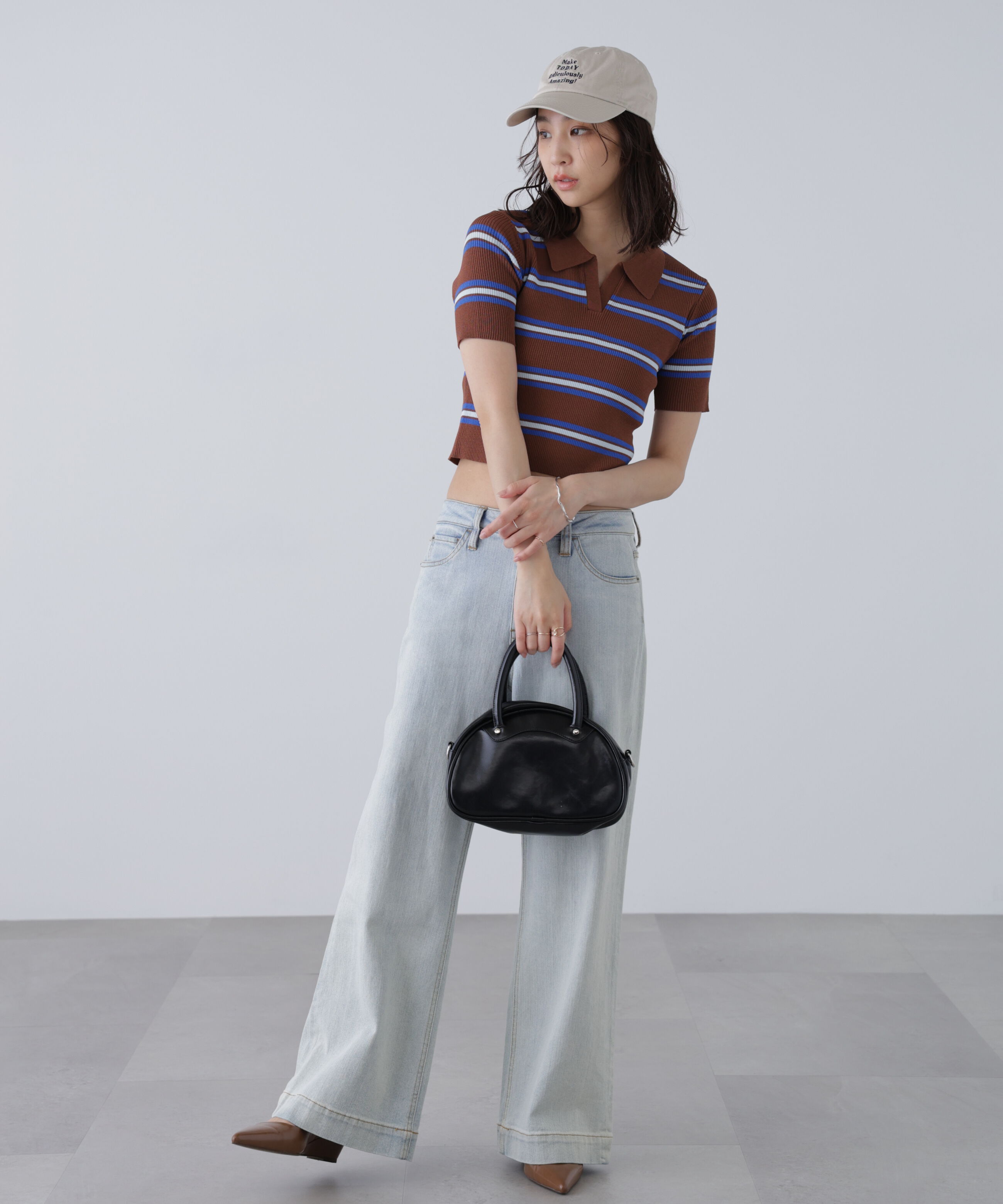  「マルチボーダースキッパーリブニット」|ニット・セーター|