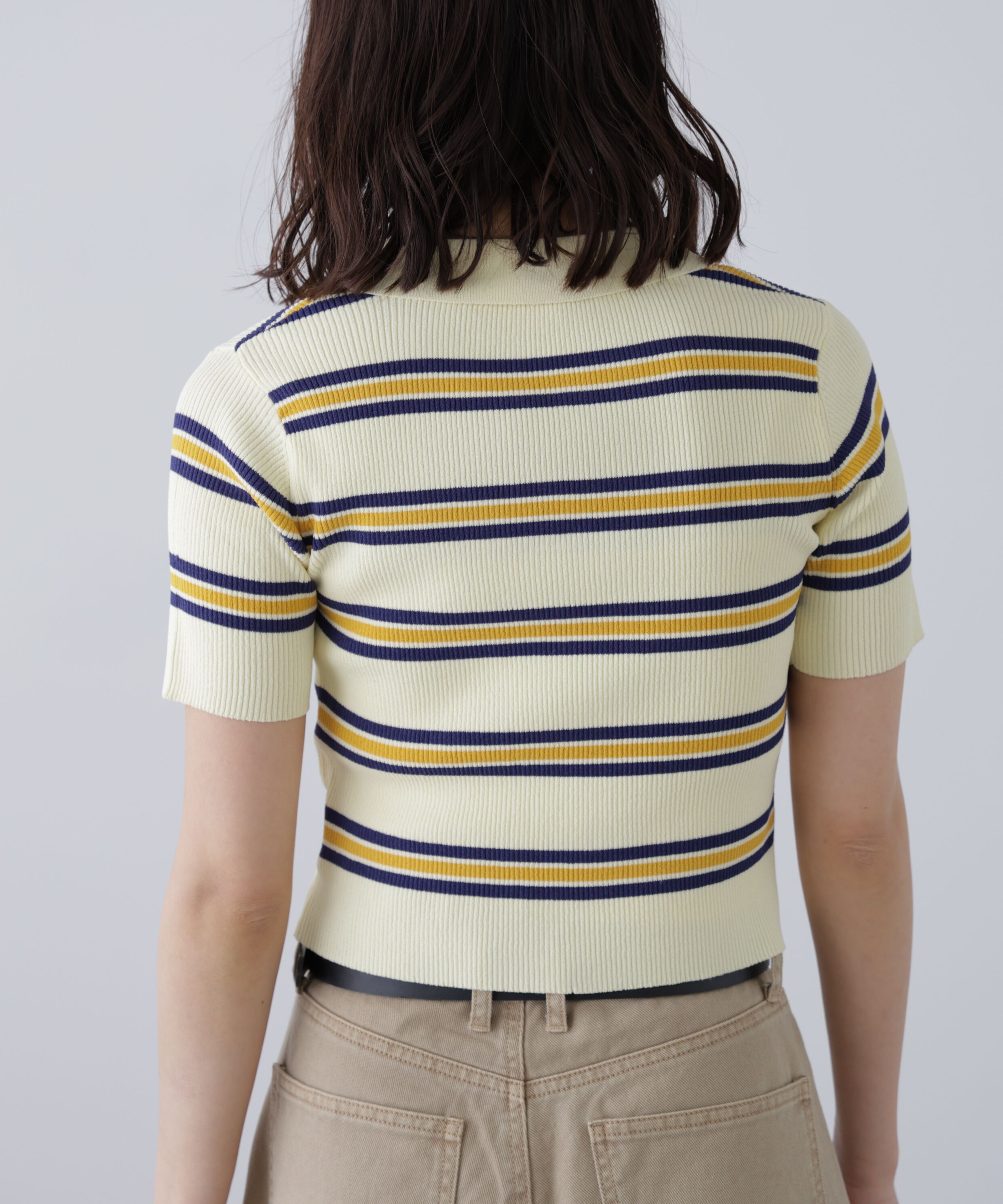  「マルチボーダースキッパーリブニット」|ニット・セーター|