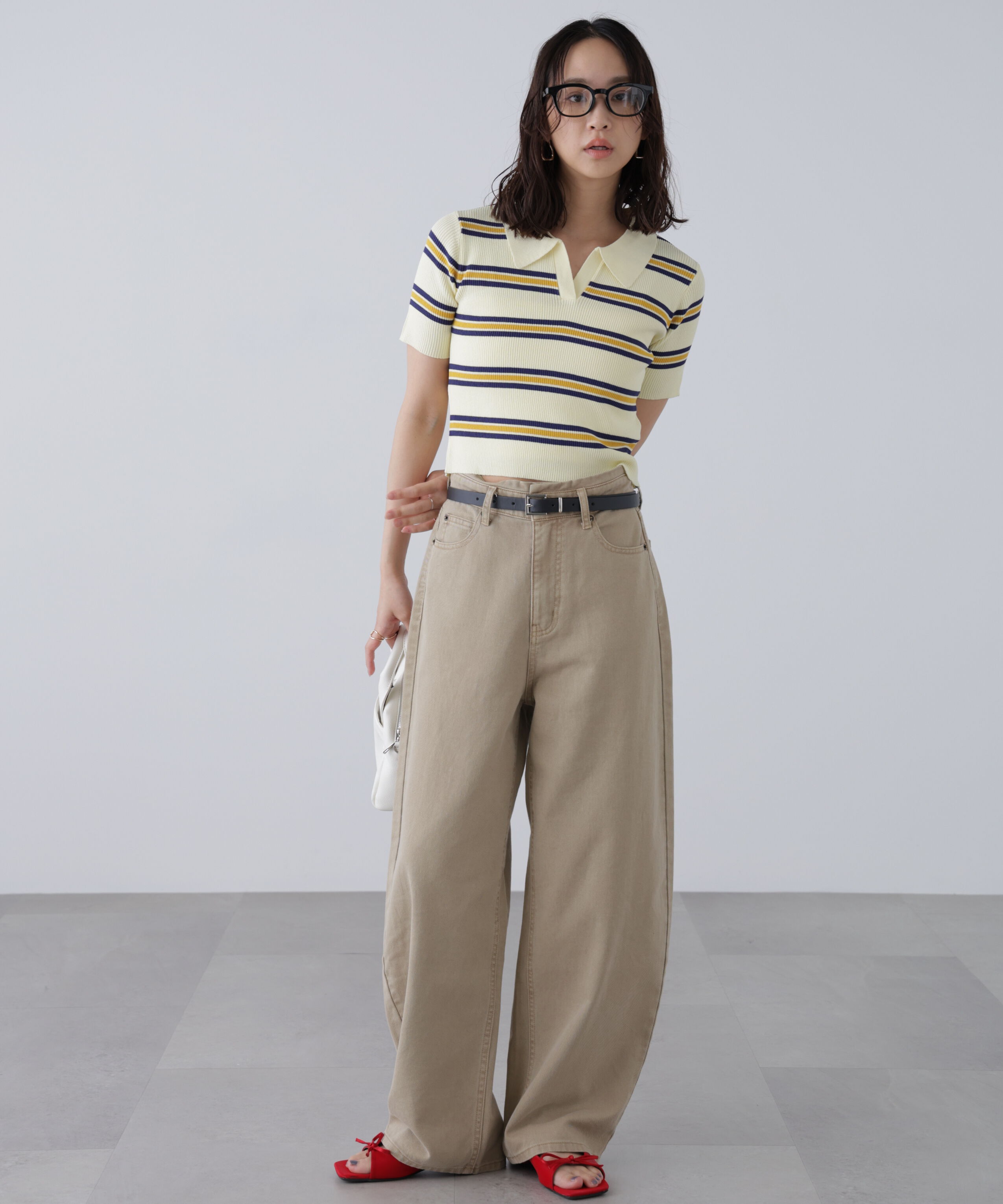  「マルチボーダースキッパーリブニット」|ニット・セーター|