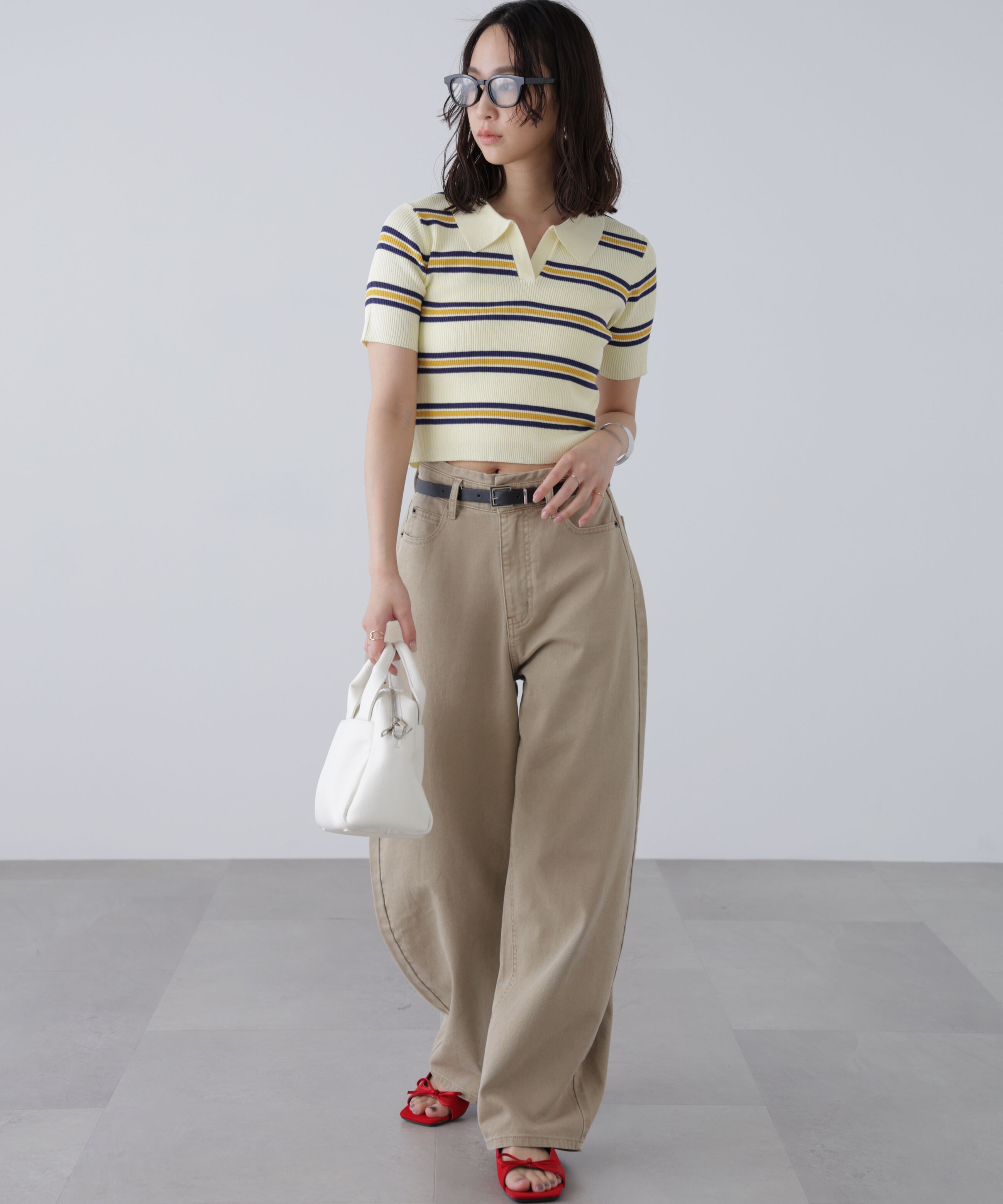  「マルチボーダースキッパーリブニット」|ニット・セーター|