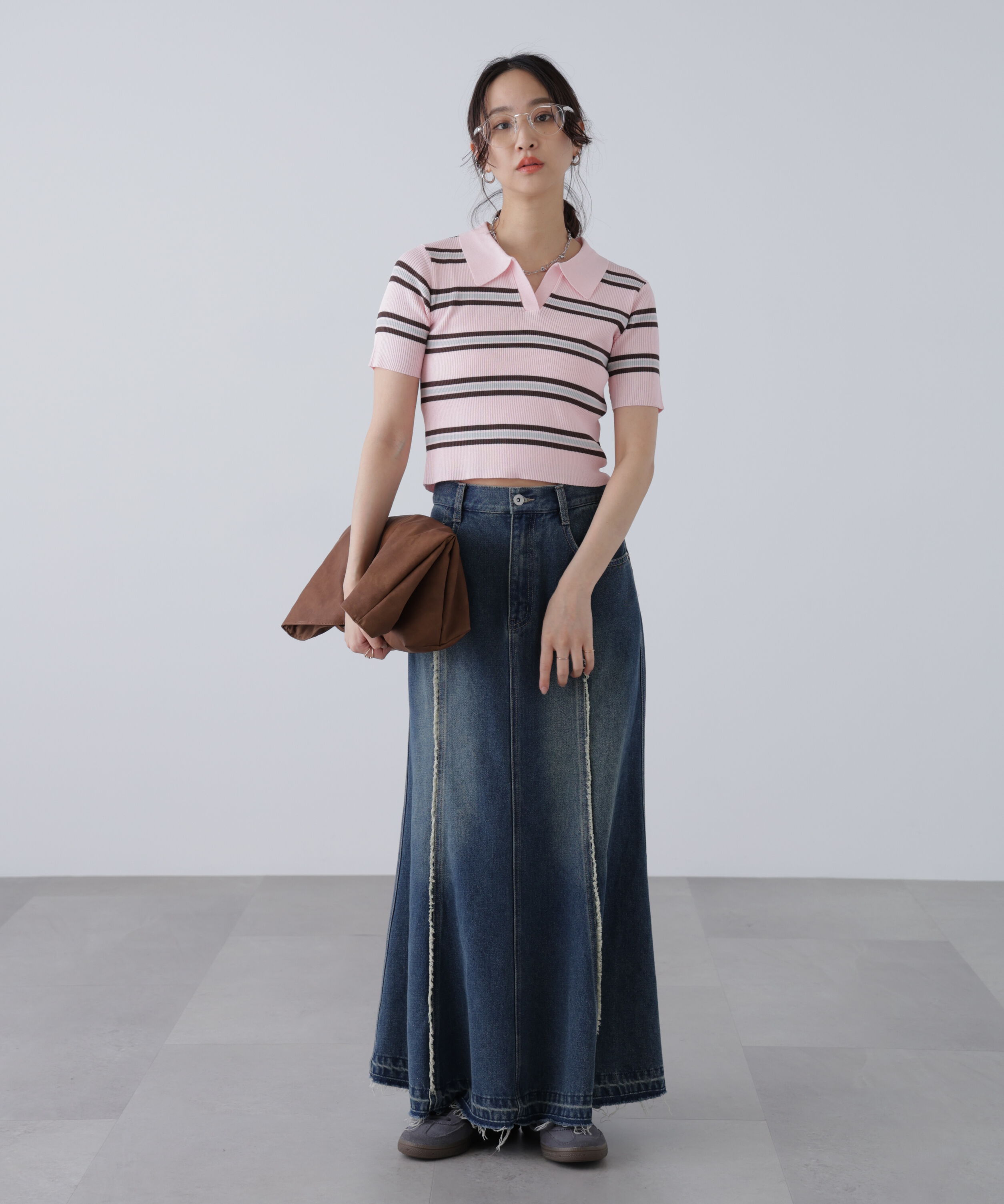  「マルチボーダースキッパーリブニット」|ニット・セーター|