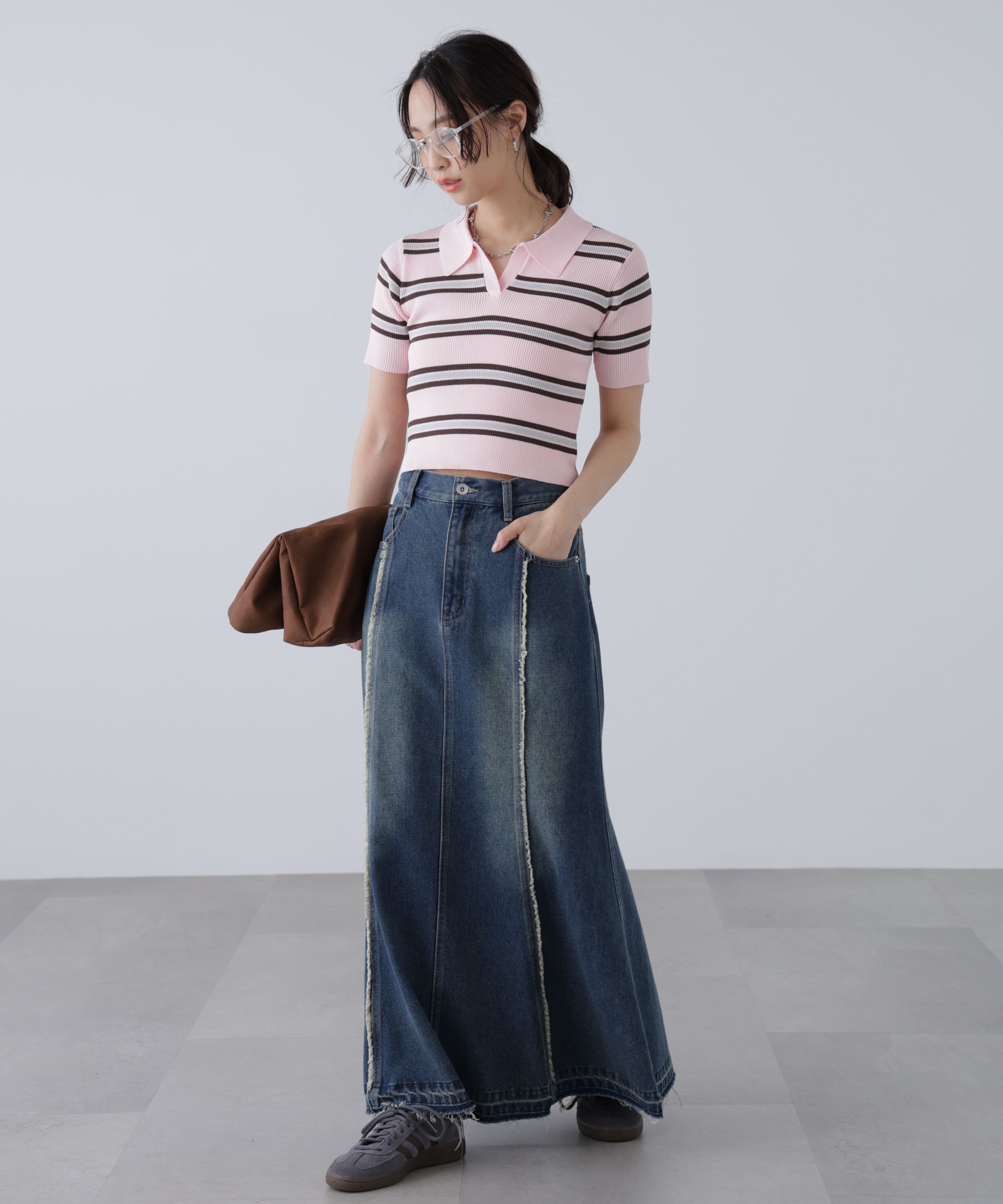  「マルチボーダースキッパーリブニット」|ニット・セーター|