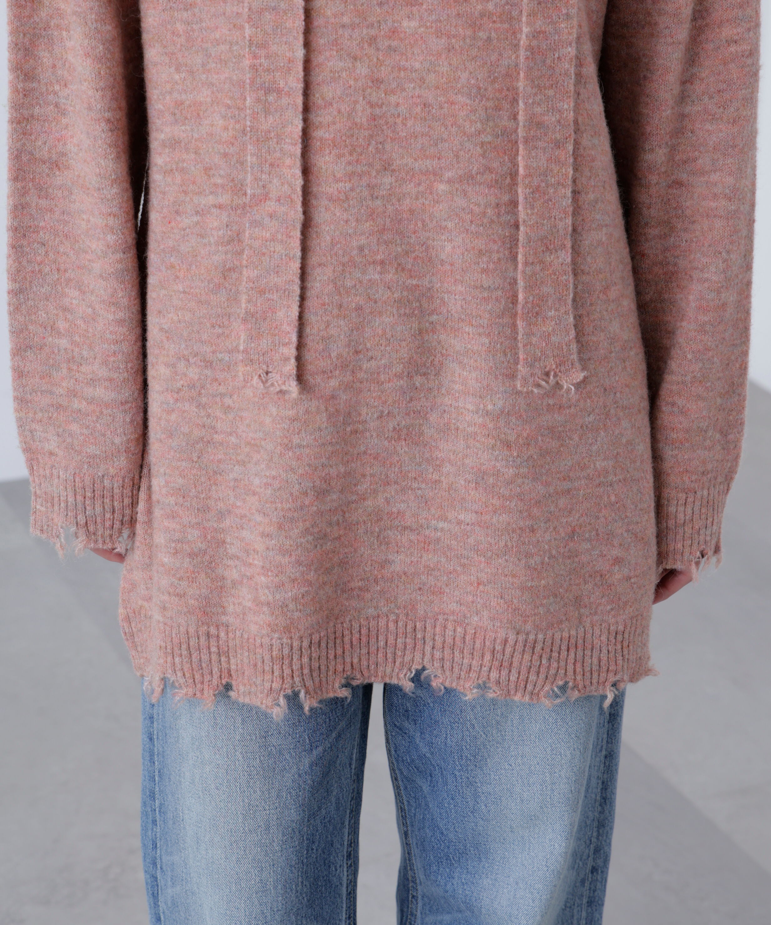  「モヘヤ混タイ付きルーズミニワンピース」|ワンピース|