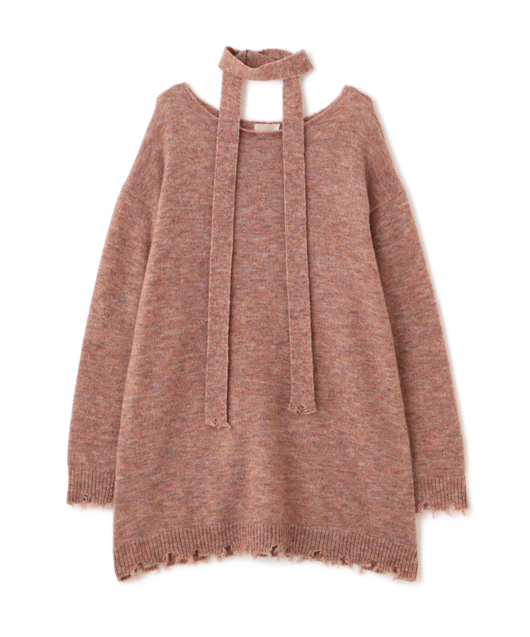  「モヘヤ混タイ付きルーズミニワンピース」|ワンピース|