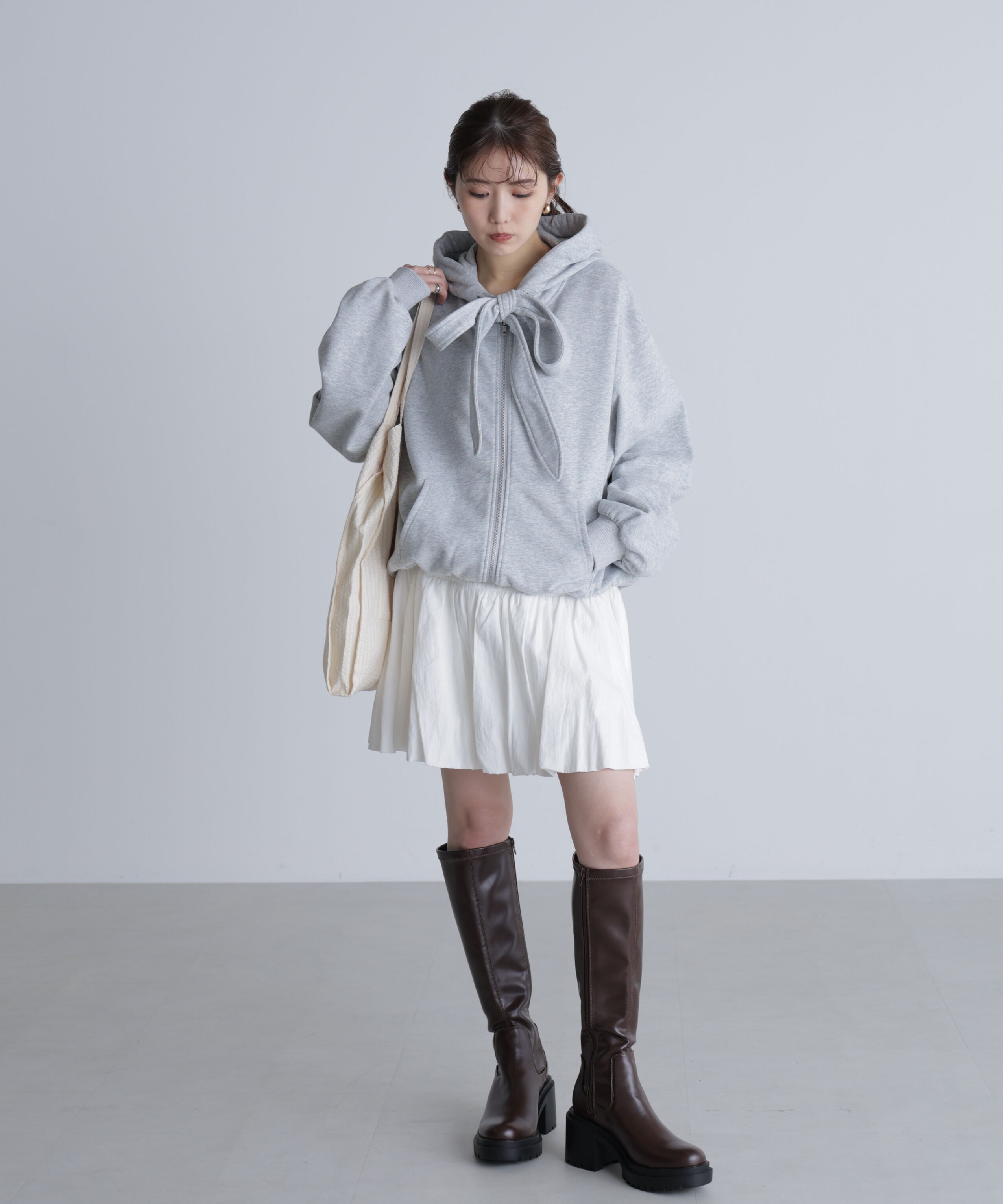  「起毛ビッグリボンジップパーカー」|Tシャツ・カットソー|