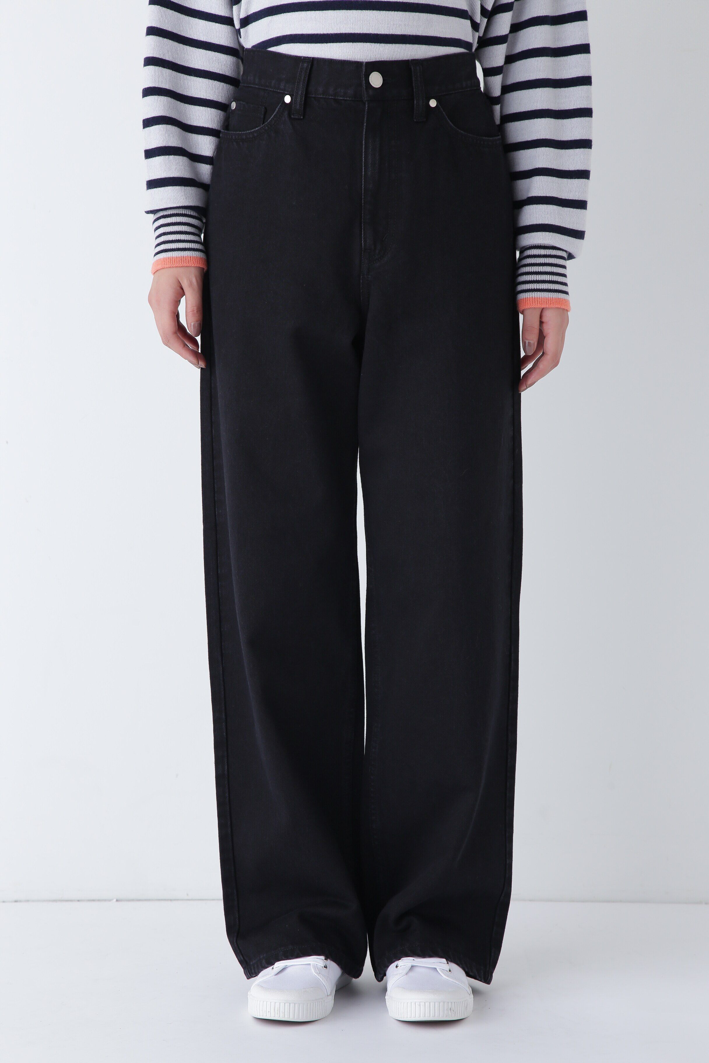  「◆１１ｏｚブラックデニムセミワイドパンツ」|その他|