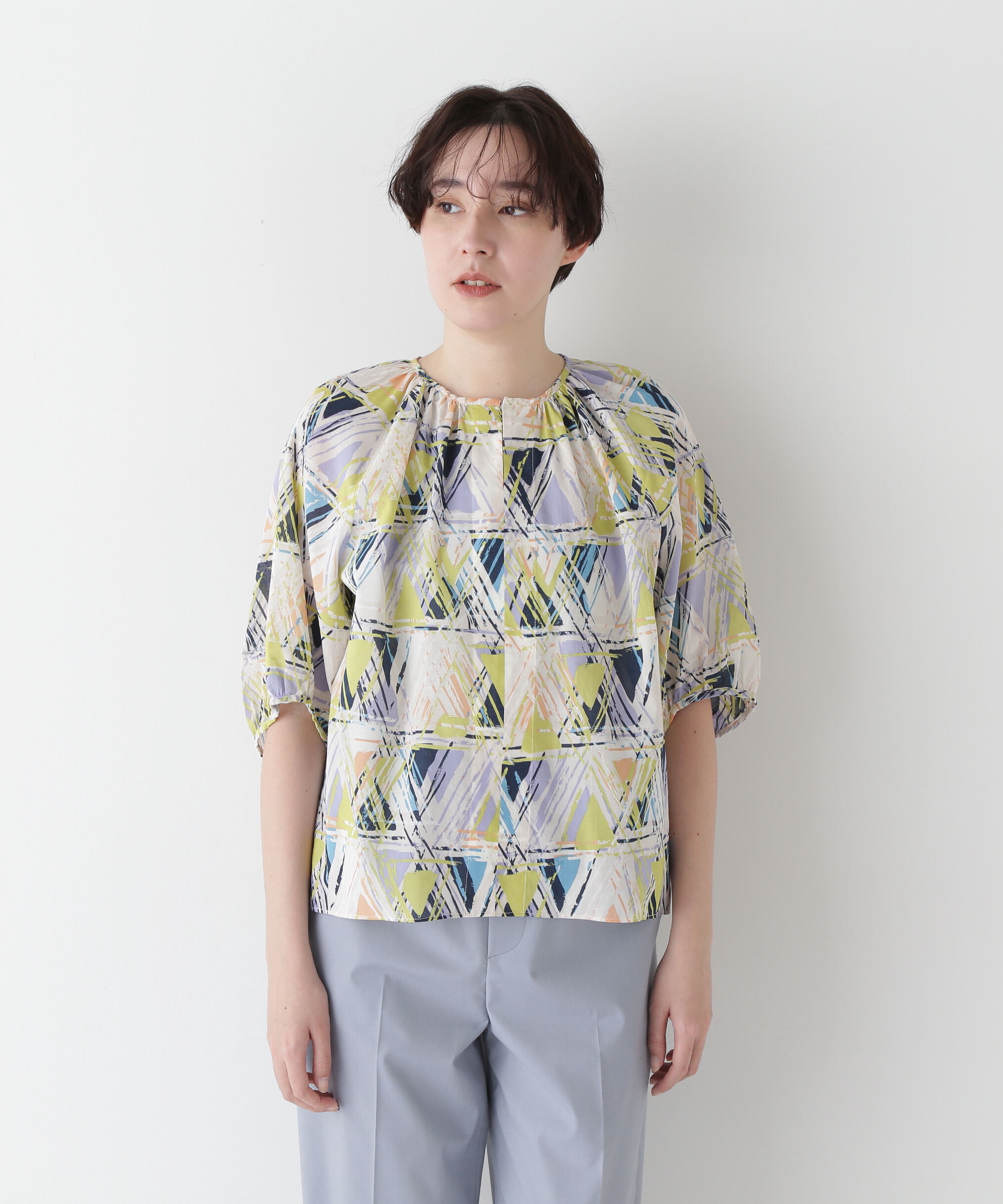  「◆プリントギャザーブラウス」|シャツ・ブラウス|