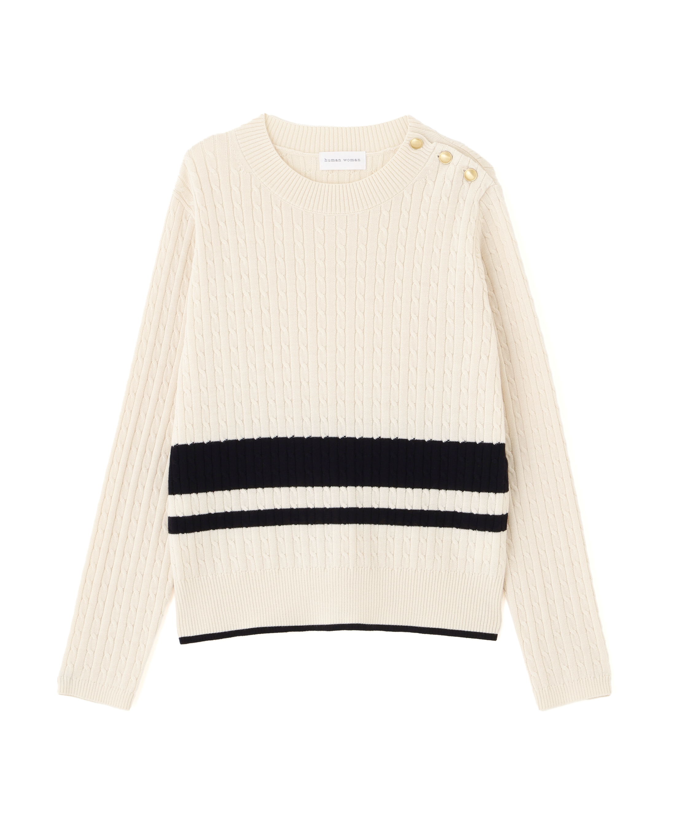  「ミニケーブル釦プルオーバー」|ニット・セーター|