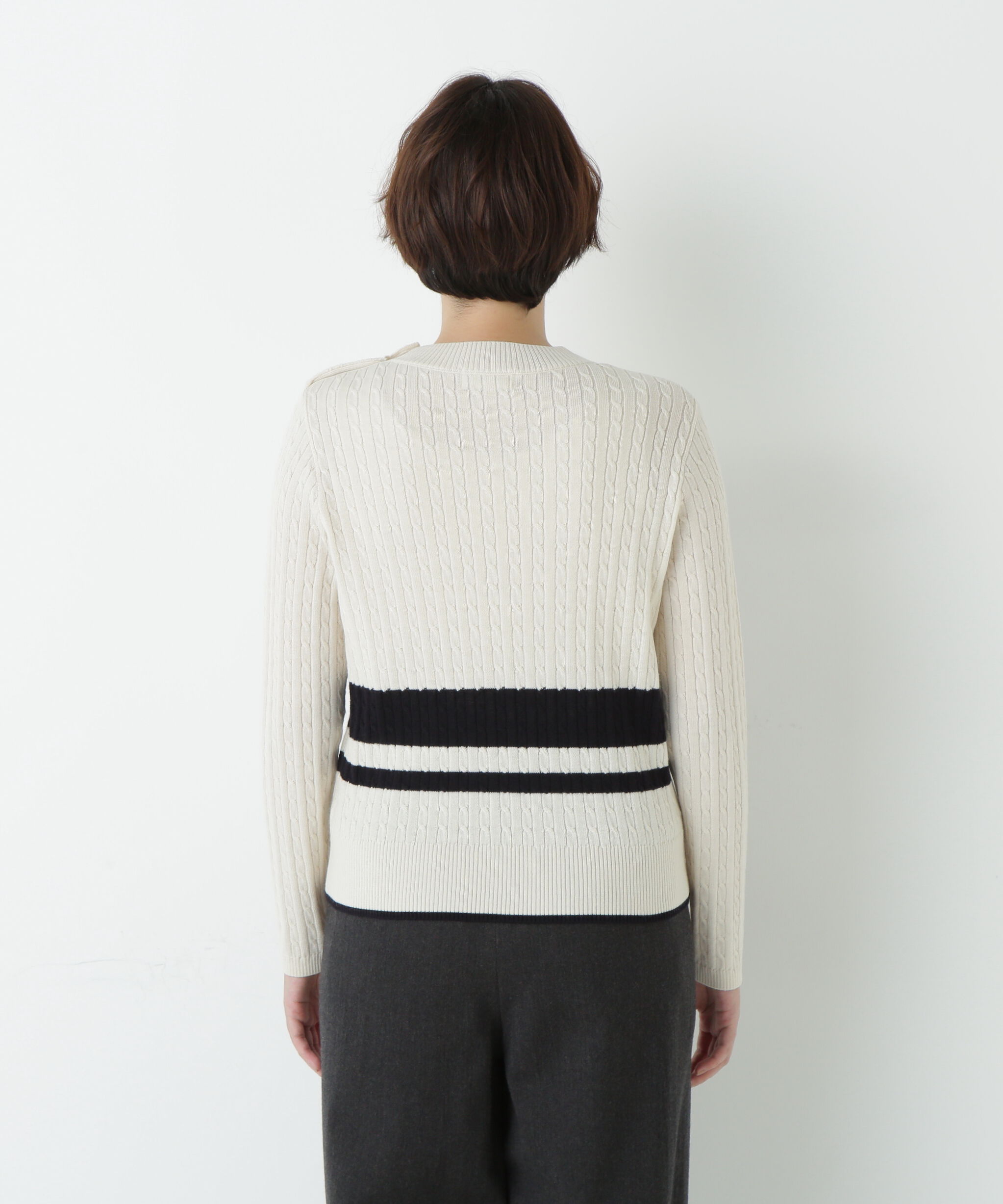  「ミニケーブル釦プルオーバー」|ニット・セーター|