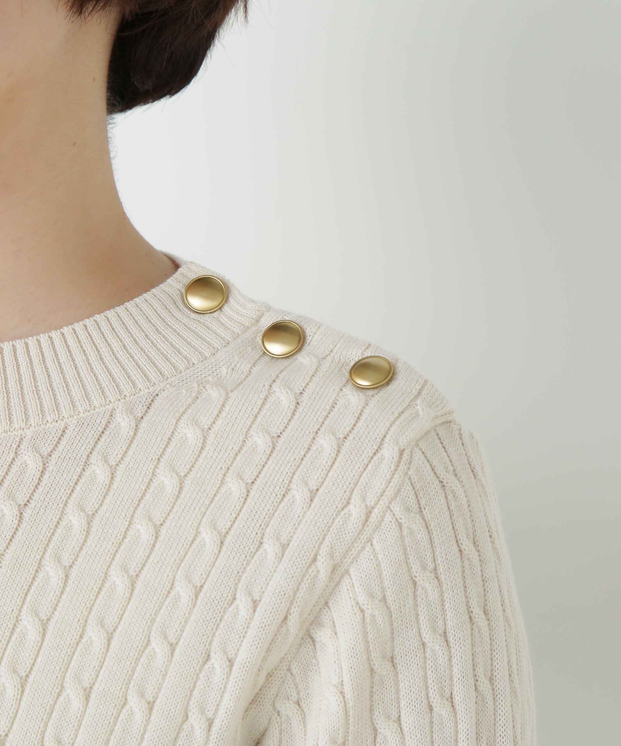  「ミニケーブル釦プルオーバー」|ニット・セーター|