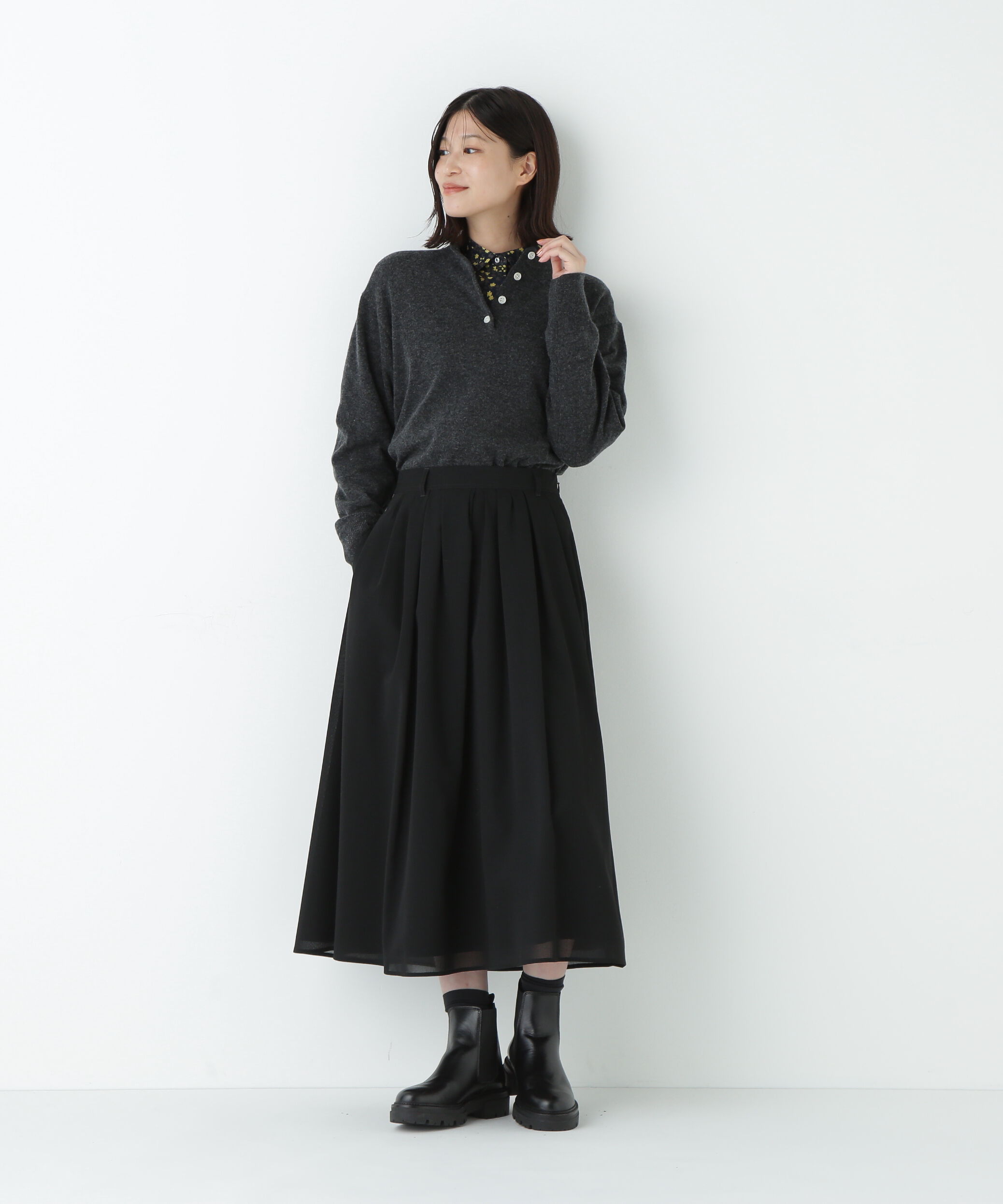  「≪洗える≫ウールＭＩＸヘンリーネックプルオーバー」|ニット・セーター|