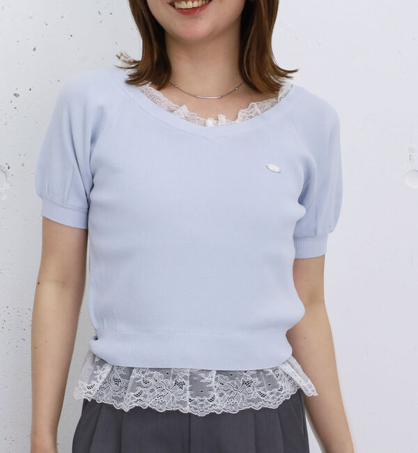 archives「レースレイヤード２ｗａｙＶネックニットプルオーバー」|ニット・セーター|