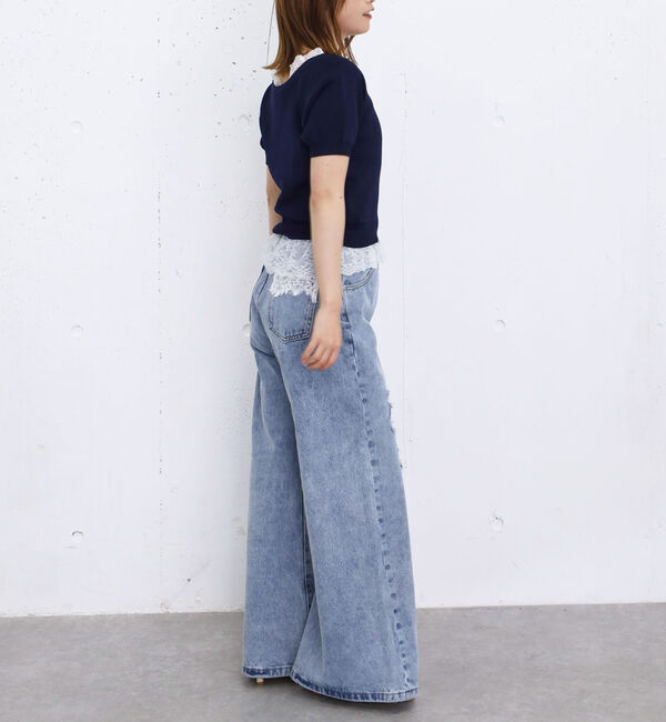 archives「レースレイヤード２ｗａｙＶネックニットプルオーバー」|ニット・セーター|