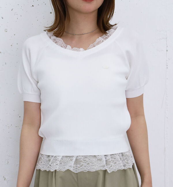 archives「レースレイヤード２ｗａｙＶネックニットプルオーバー」|ニット・セーター|IVORY