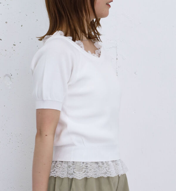 archives「レースレイヤード２ｗａｙＶネックニットプルオーバー」|ニット・セーター|