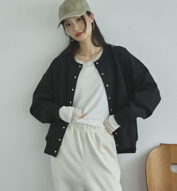 Doux archives「ボンディングスナップカーディガン」|Tシャツ・カットソー|BLACK