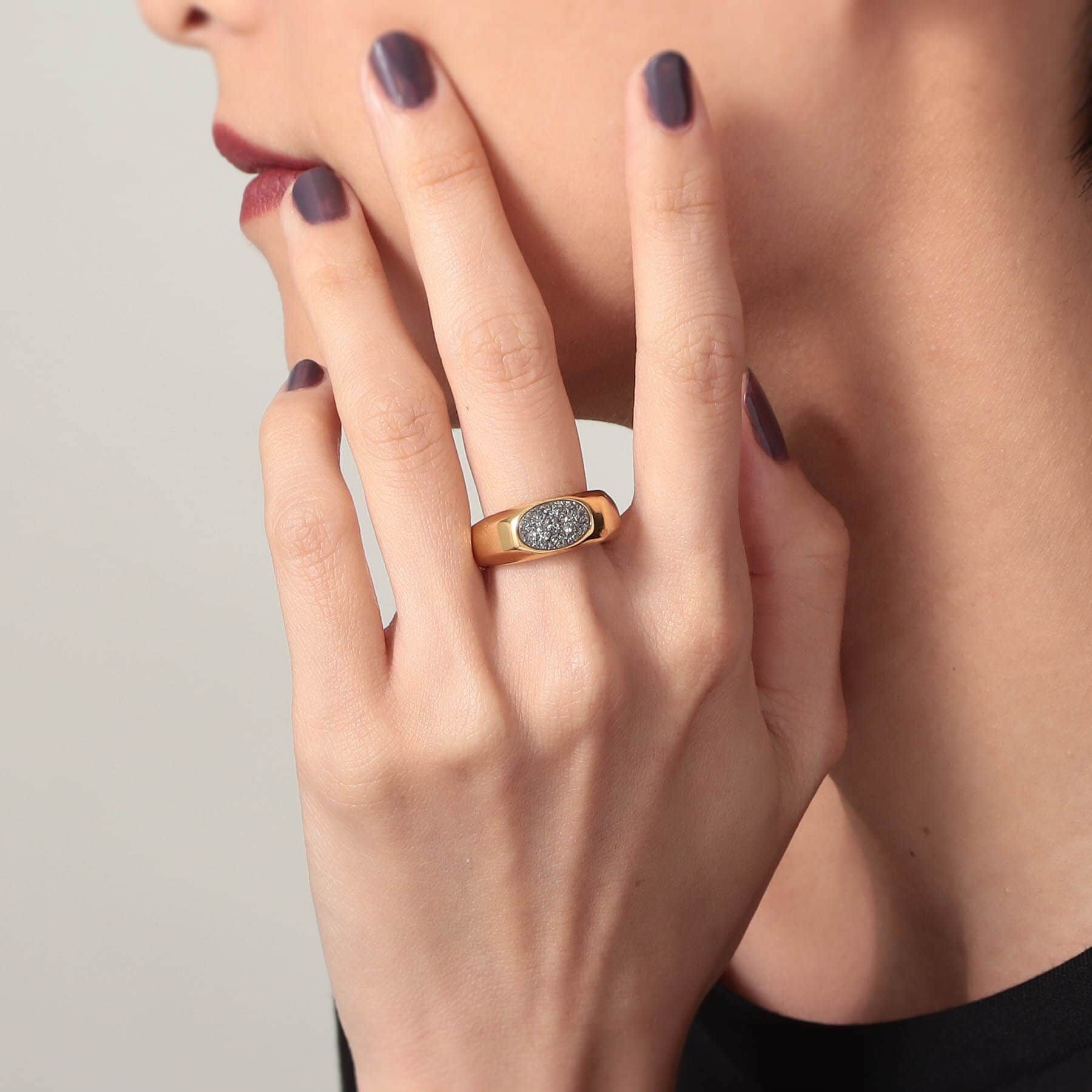 COCOSHNIK ONKITSCH「シルバー カラーストーン ブラックドルジーアゲート ニュアンスリングL GP」|リング|