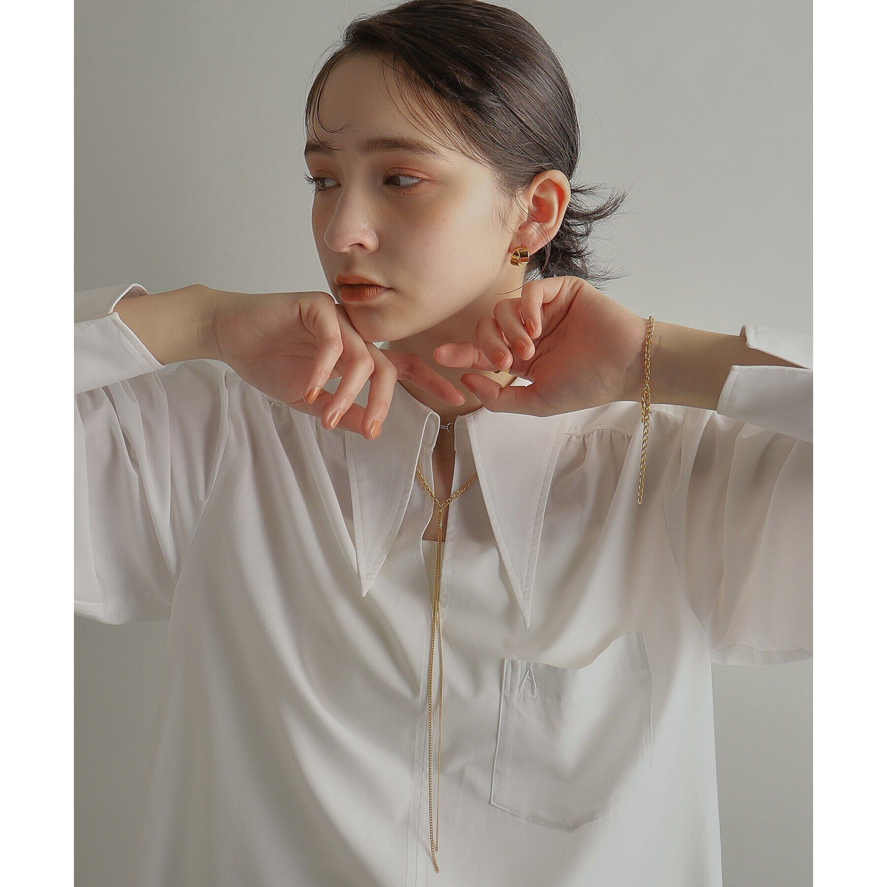 COCOSHNIK ONKITSCH「シルバー ハンギングロングカーブチェーン ブレスレット GP」|ブレスレット・バングル|