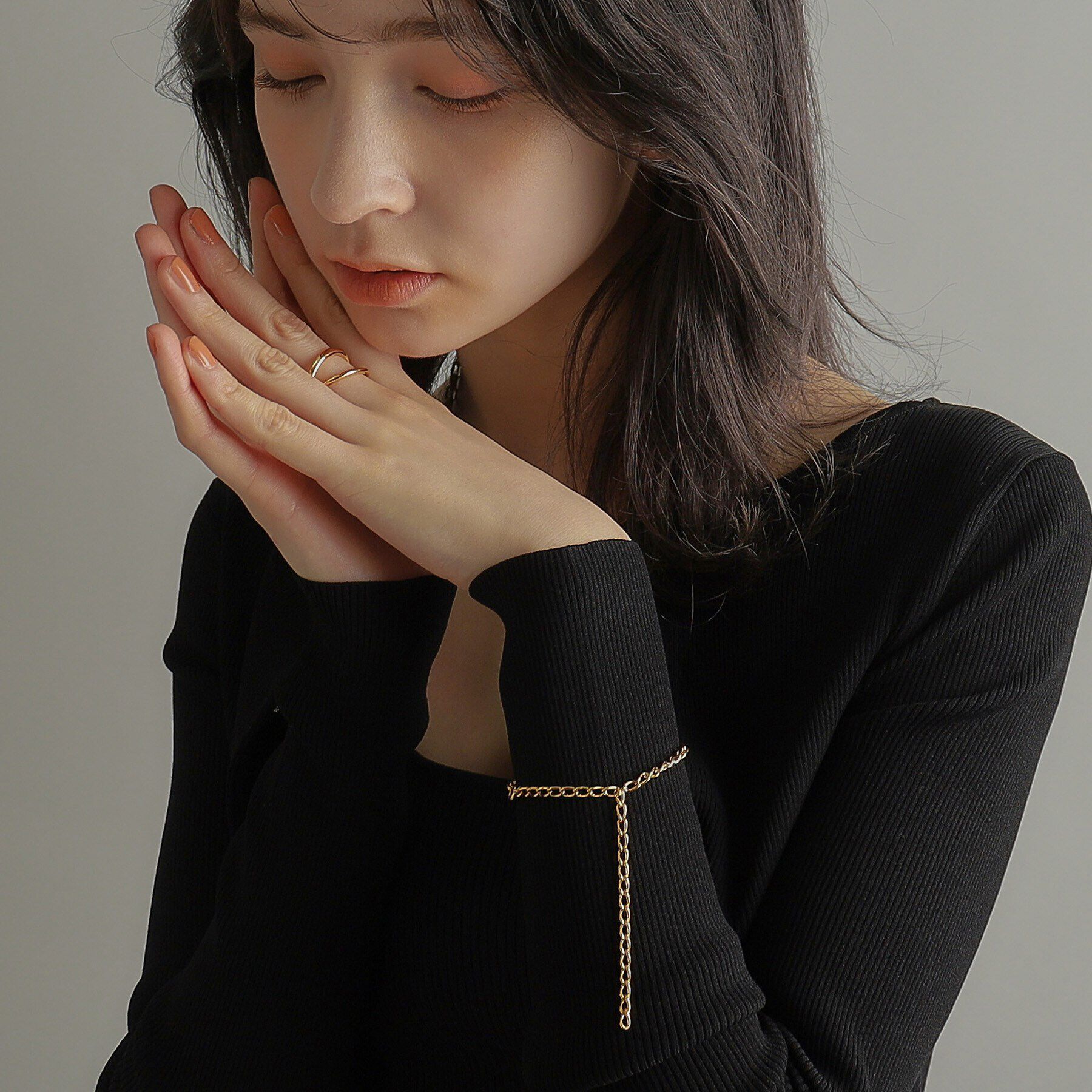 COCOSHNIK ONKITSCH「シルバー ハンギングロングカーブチェーン ブレスレット GP」|ブレスレット・バングル|