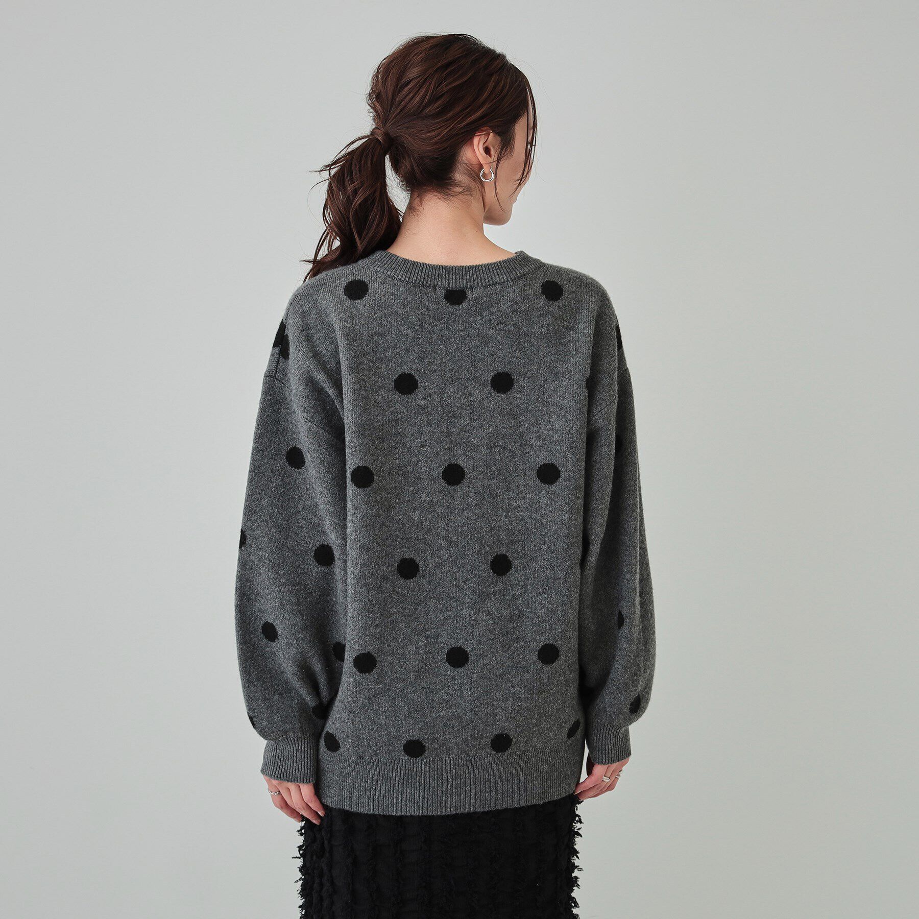 SHOO･LA･RUE「【洗える/S-LL】 ドット柄が目を惹く ゆったりジャカードニット」|ニット・セーター|