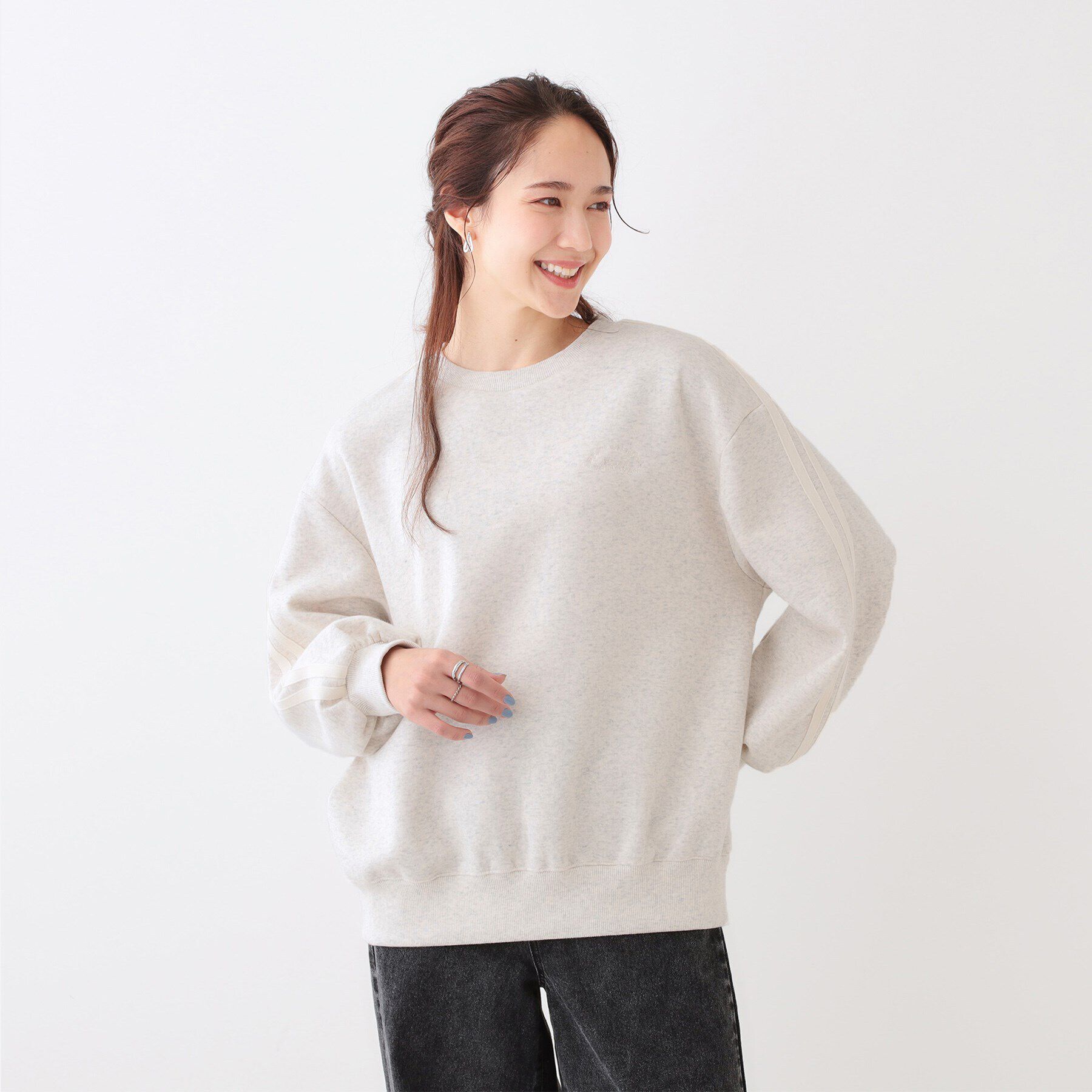 SHOO･LA･RUE「【洗える/S-LL】あったかライン入り裏起毛スウェット」|パーカー|