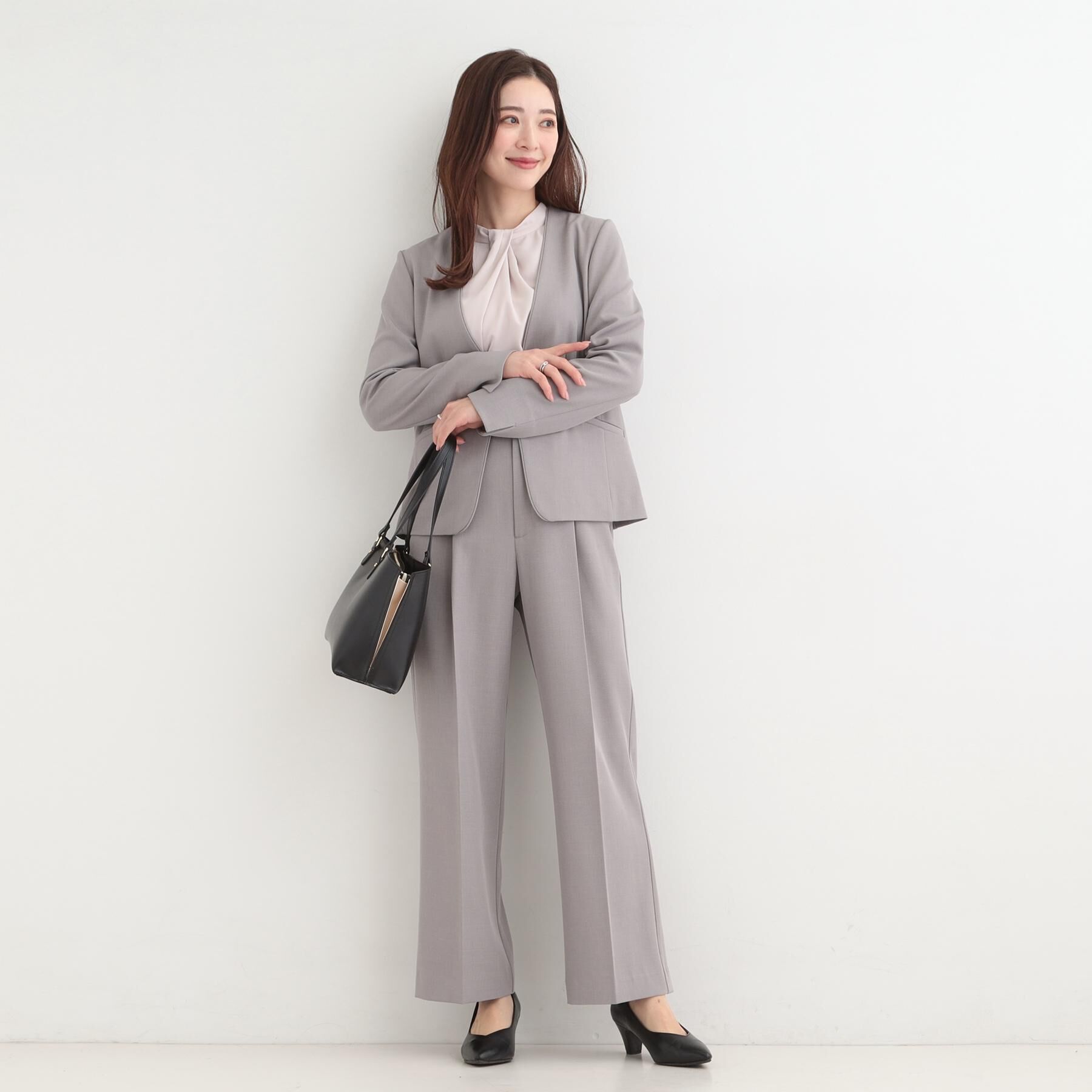 SHOO･LA･RUE「【洗濯機可/UV/SS-3L】すっきり好印象 ノーカラージャケット」|ノーカラージャケット|