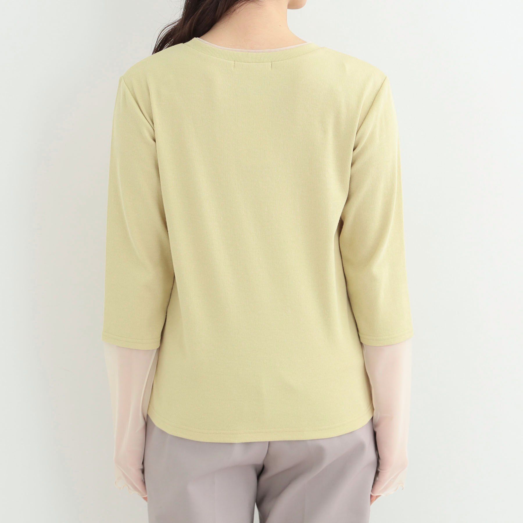 SHOO･LA･RUE「【S-LL】レイヤードスタイルに チュール切替ロンT」|Tシャツ・カットソー|