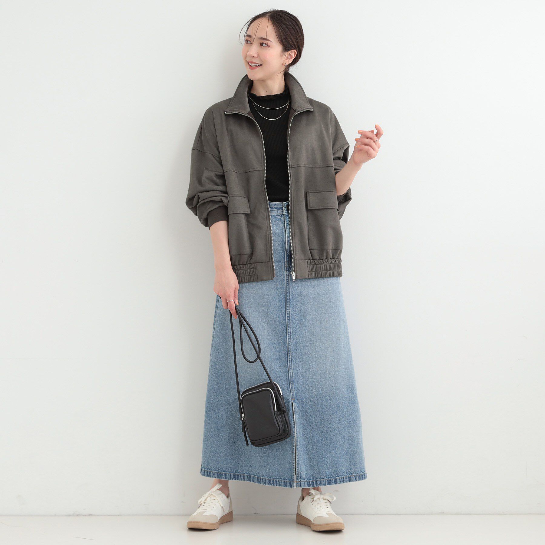 SHOO･LA･RUE「とろける手触り　カットスエードスタンドブルゾン」|ブルゾン・スタジャン|