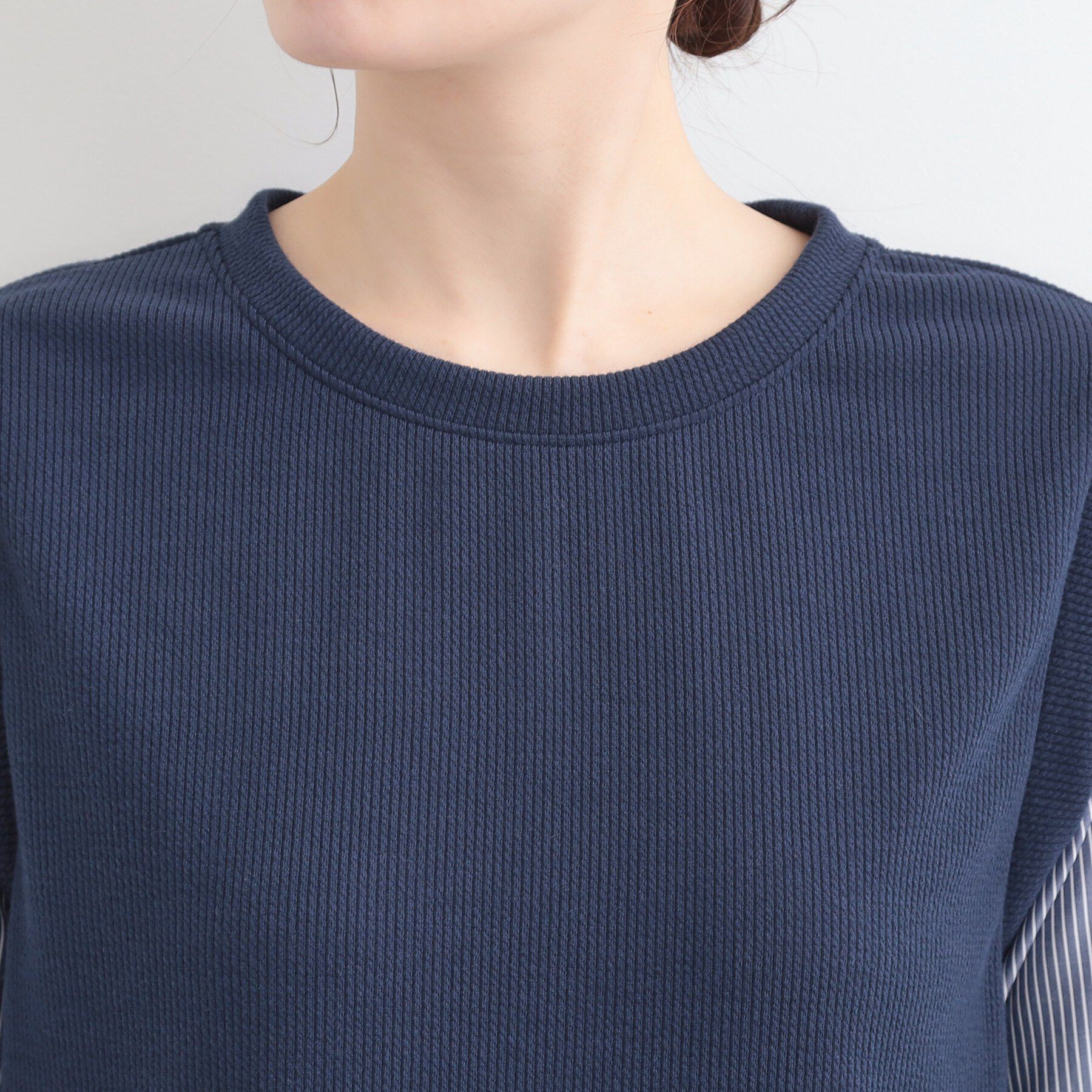 SHOO･LA･RUE「【S-LL/体型カバー】ストライプが爽やか　ベストドッキングシャツワンピース」|ワンピース|