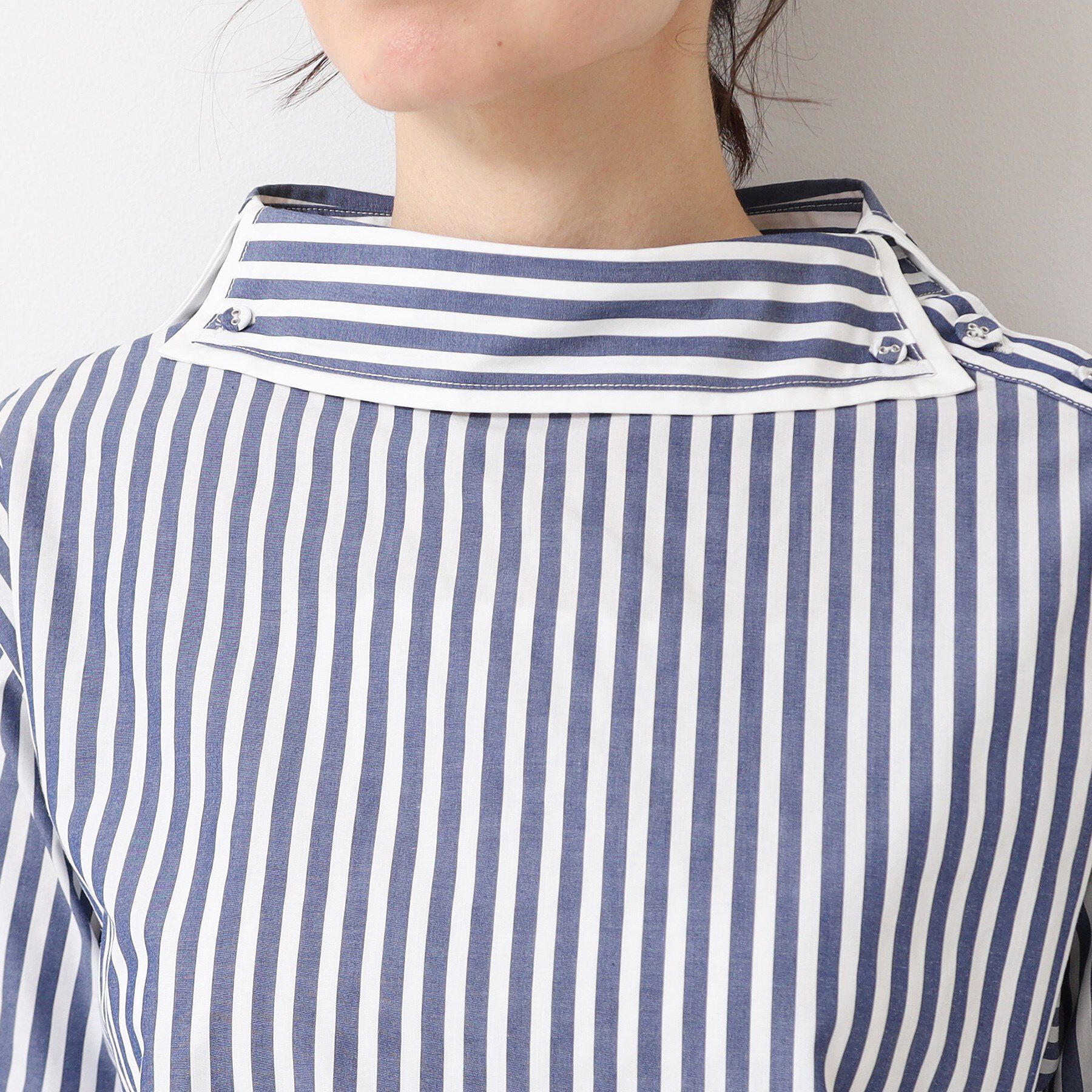 Dessin「【洗える】ロールネックストライプブラウス（S～L）」|シャツ・ブラウス|