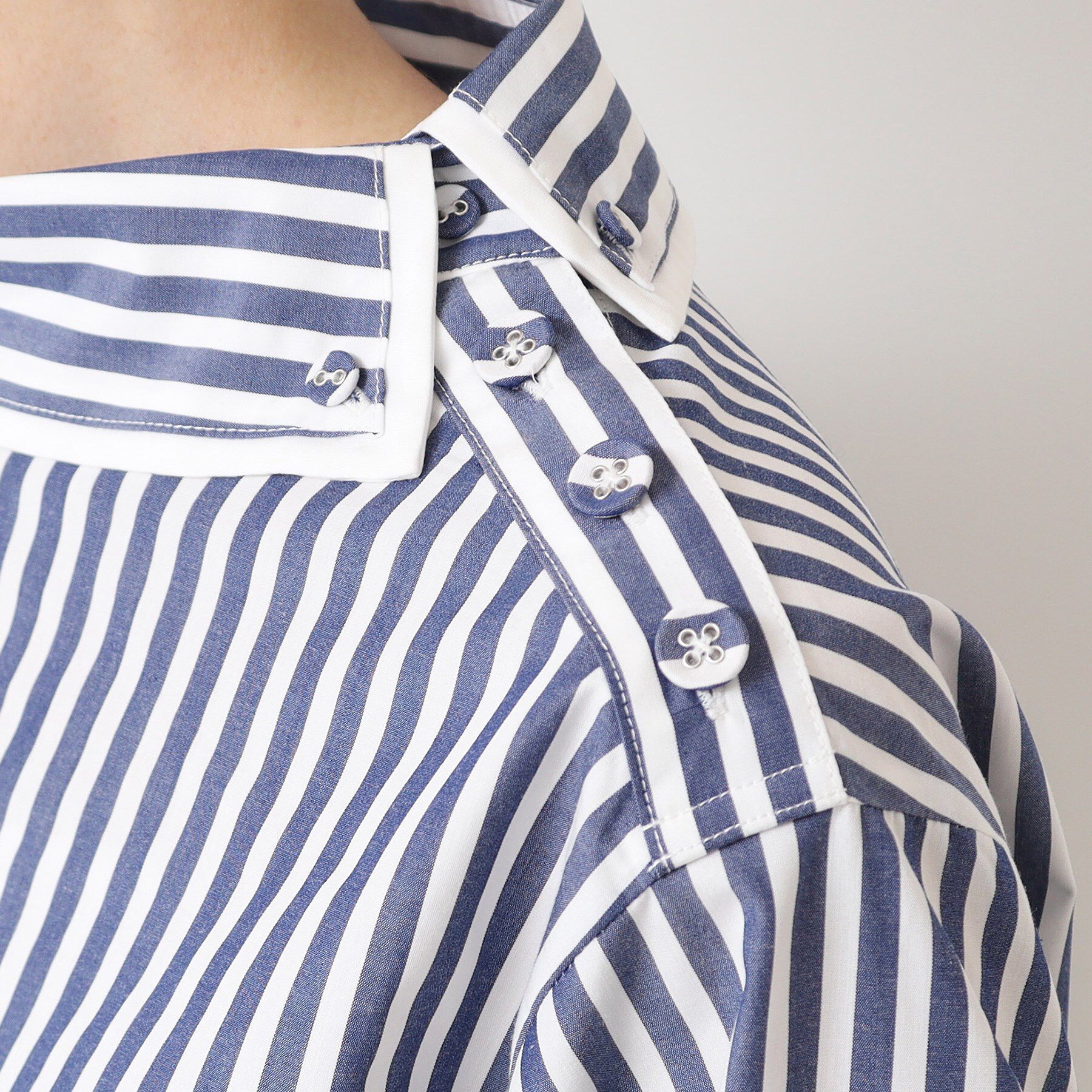 Dessin「【洗える】ロールネックストライプブラウス（S～L）」|シャツ・ブラウス|