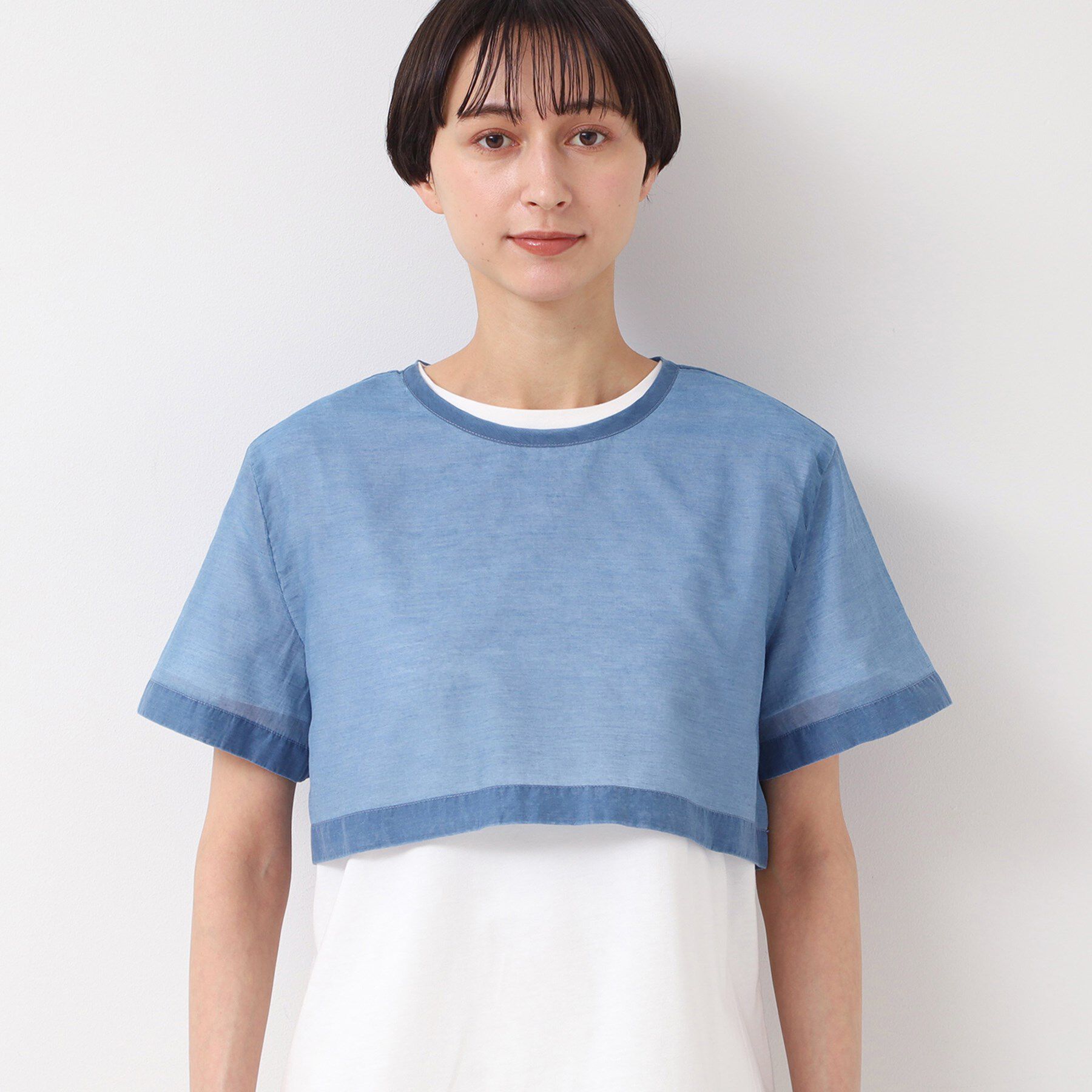 Dessin「【洗える】シアーデニムショート丈ブラウス」|シャツ・ブラウス|