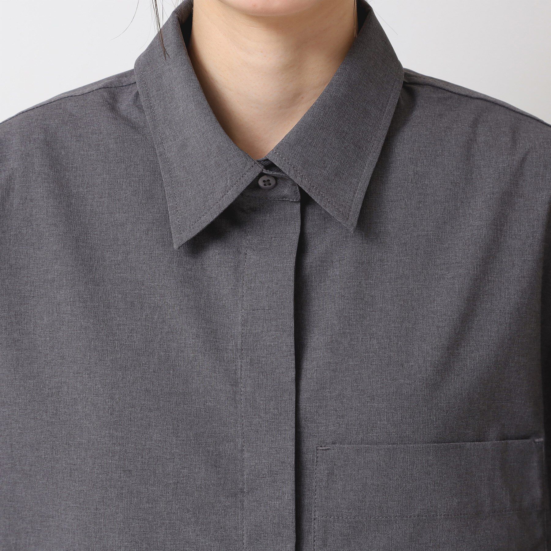 Dessin「【撥水・セットアップ可能・洗える】ナイロンクロップド丈シャツ」|シャツ・ブラウス|