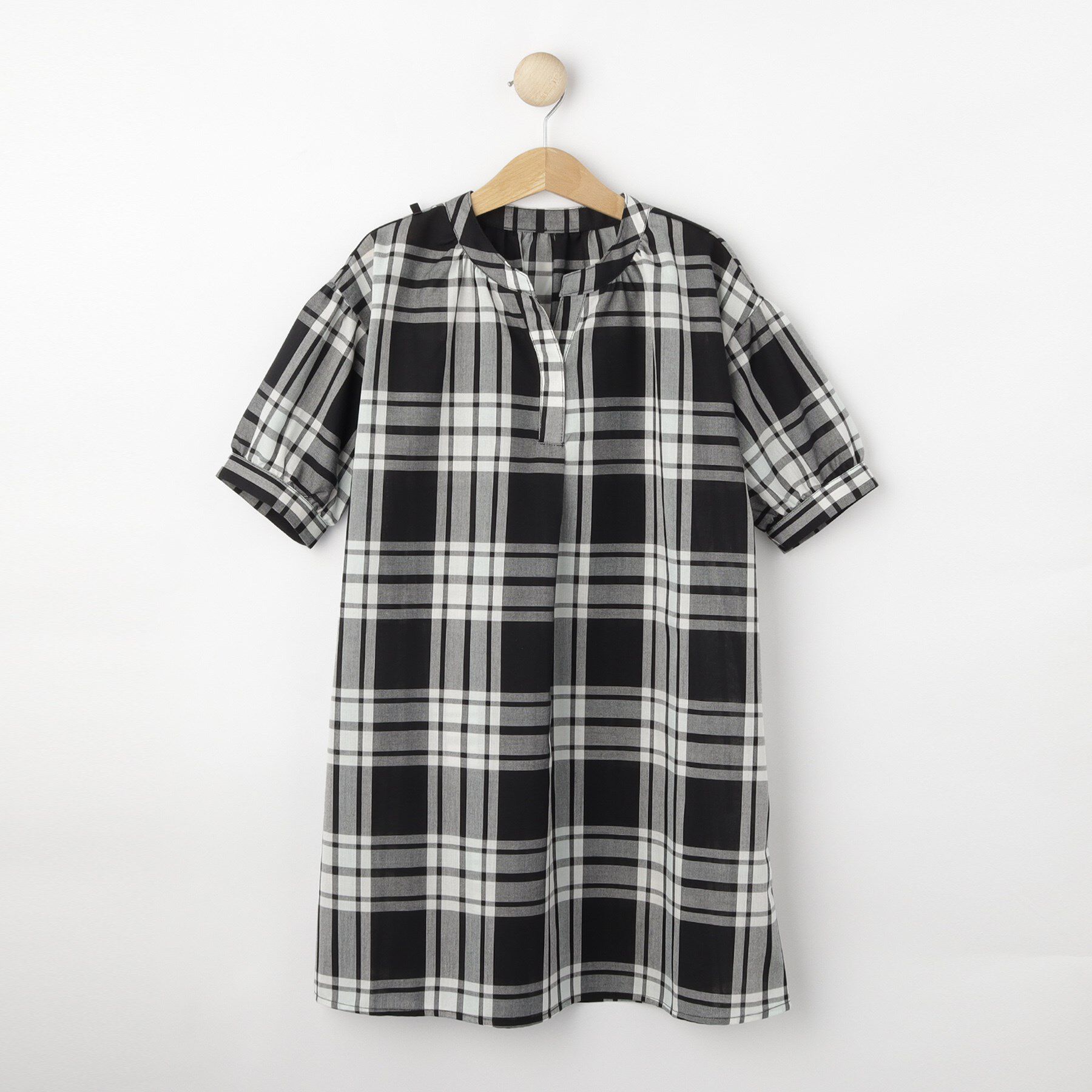 Dessin「【リンクコーデ】ガーゼチェックワンピース」|ワンピース|ブラック(219)