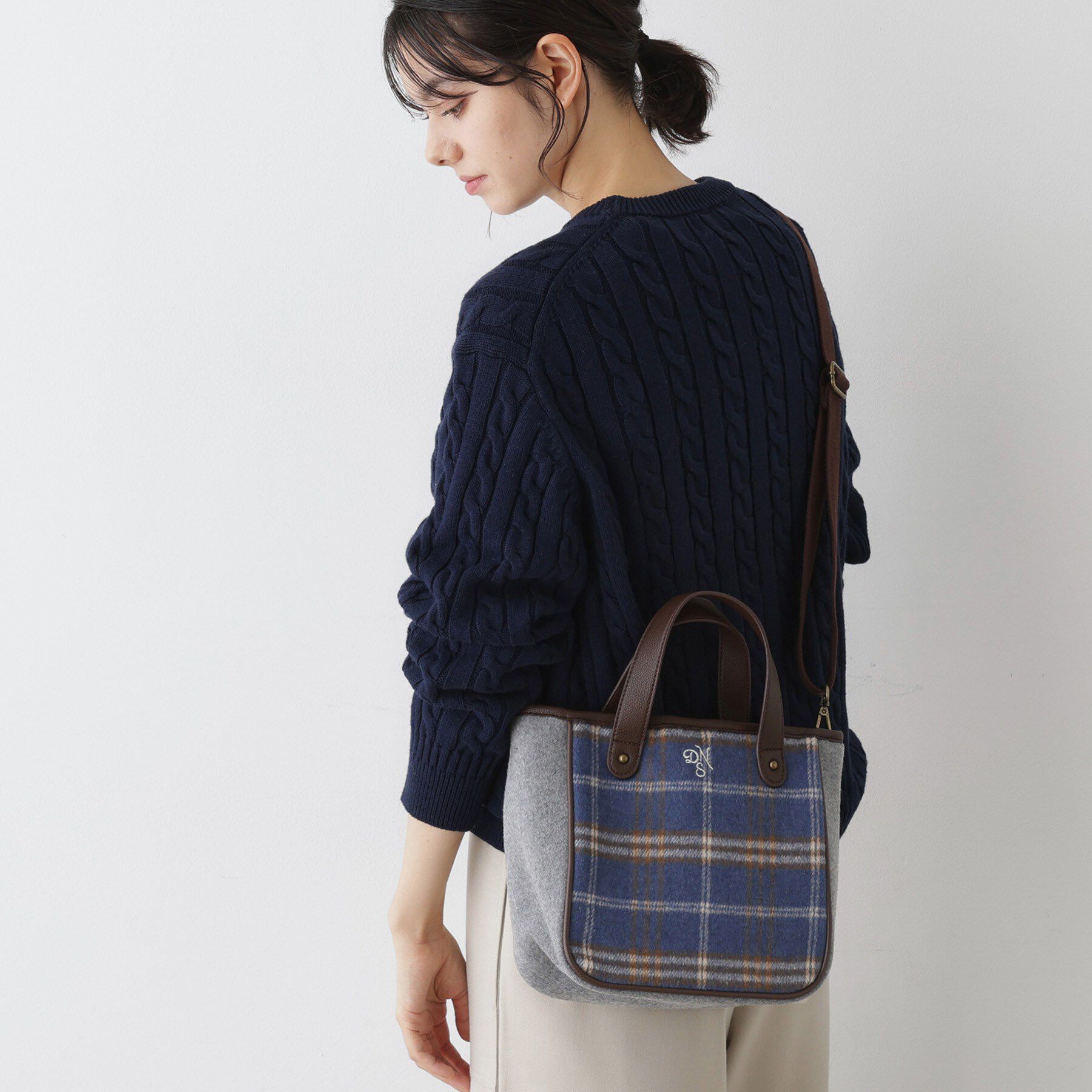 Dessin「【2WAY・軽量】チェックトート」|トートバッグ|ブルー(591)