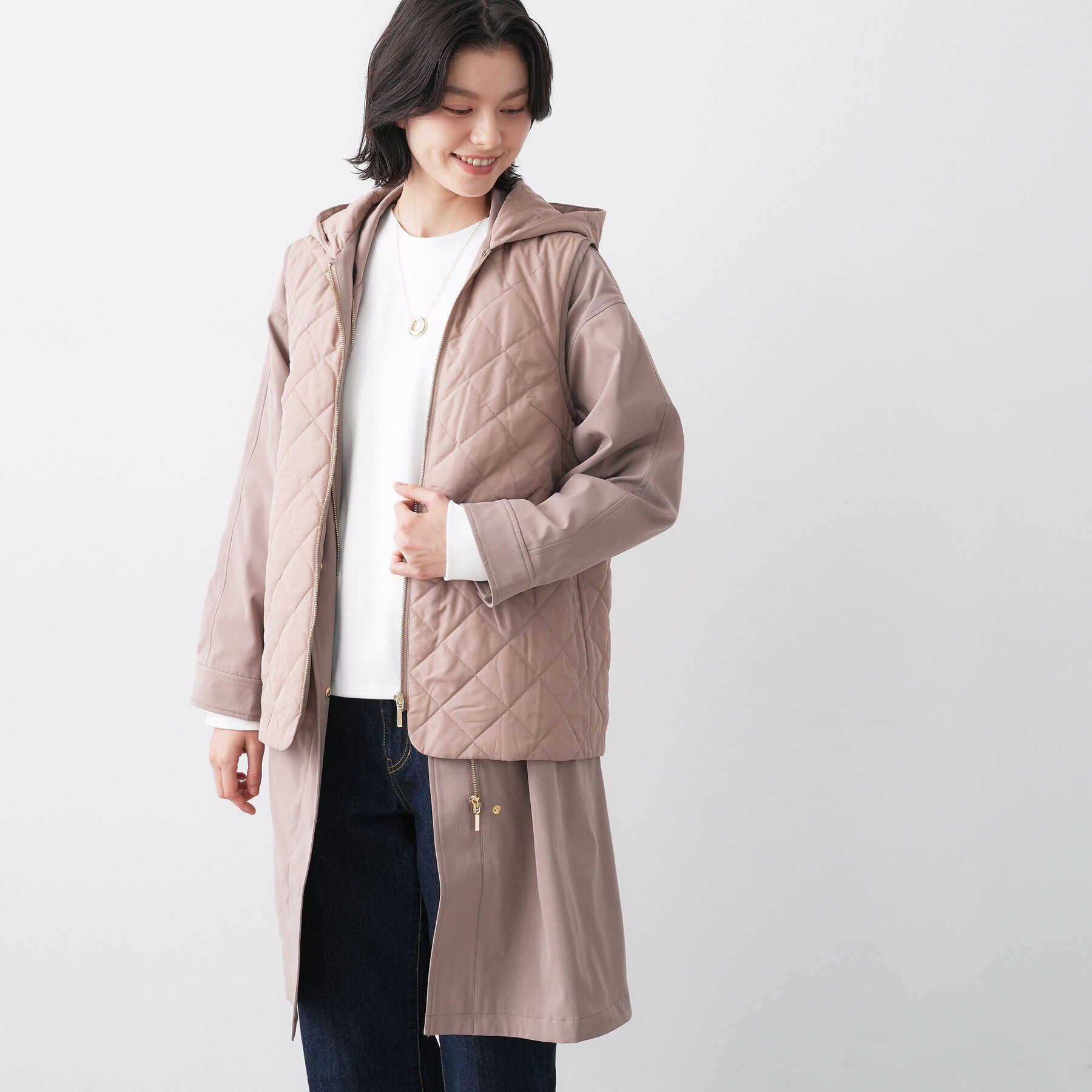 Dessin「【4WAY/洗える】ベスト付き中綿キルトコート」|その他|