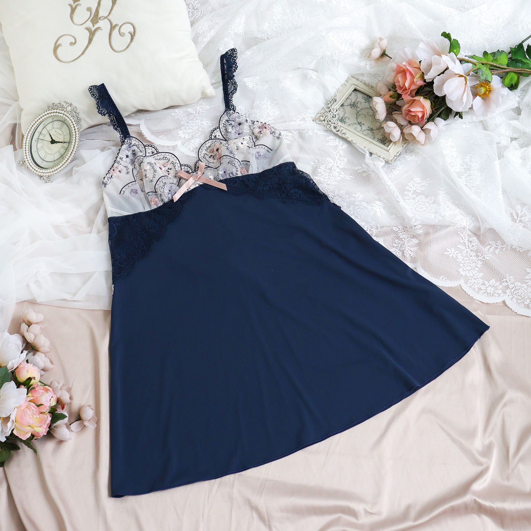 Risa Magli「フェリーチェ スリップ」|キャミソール|ネイビー(094)