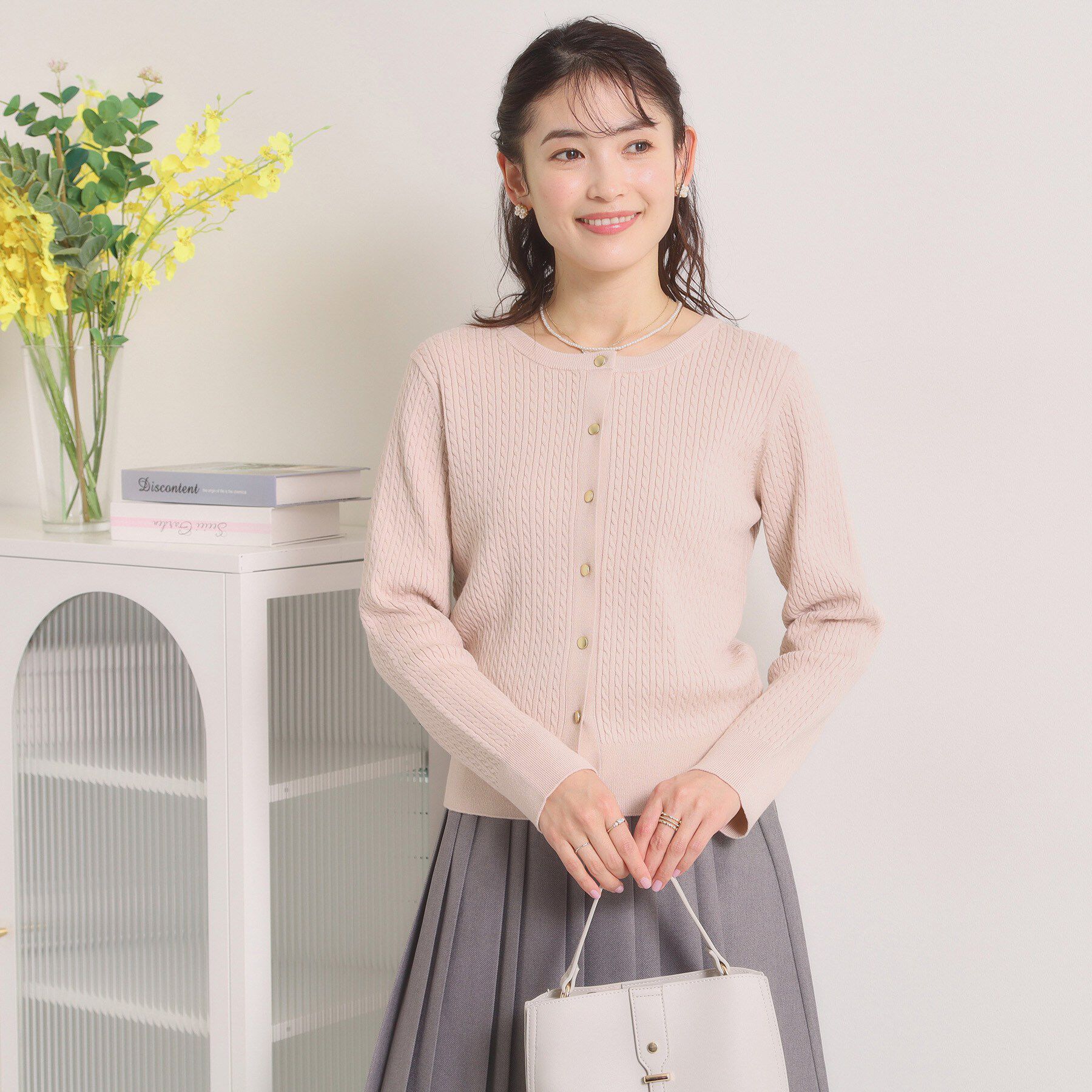 ITS&rsquo;DEMO「【手洗い可】ミニケーブルニットカーディガン」|カーディガン|ライトピンク(070