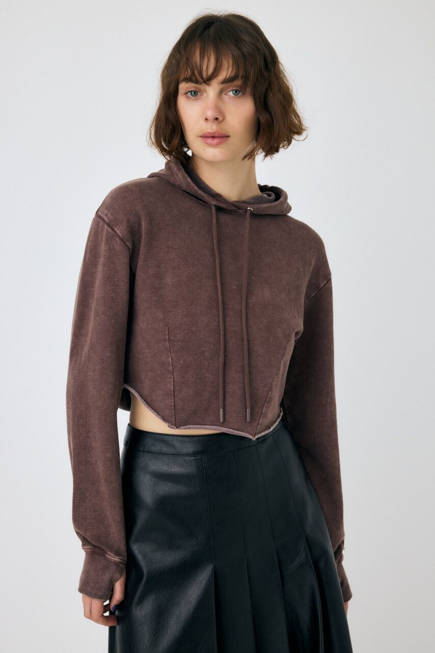 MOUSSY「GARMENT DYE CUT OFF フーディ」|パーカー|BRN