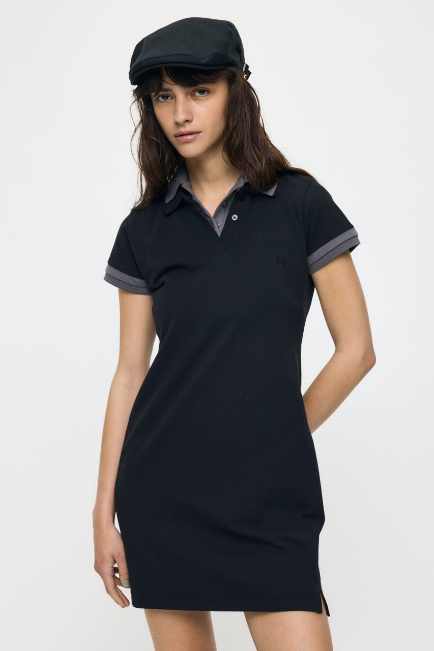 MOUSSY「CONTRAST POLO ドレス」|ワンピース|BLK