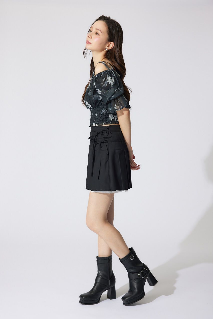 rienda「レイヤードパターンプリーツスコートショートパンツ」|スカート|