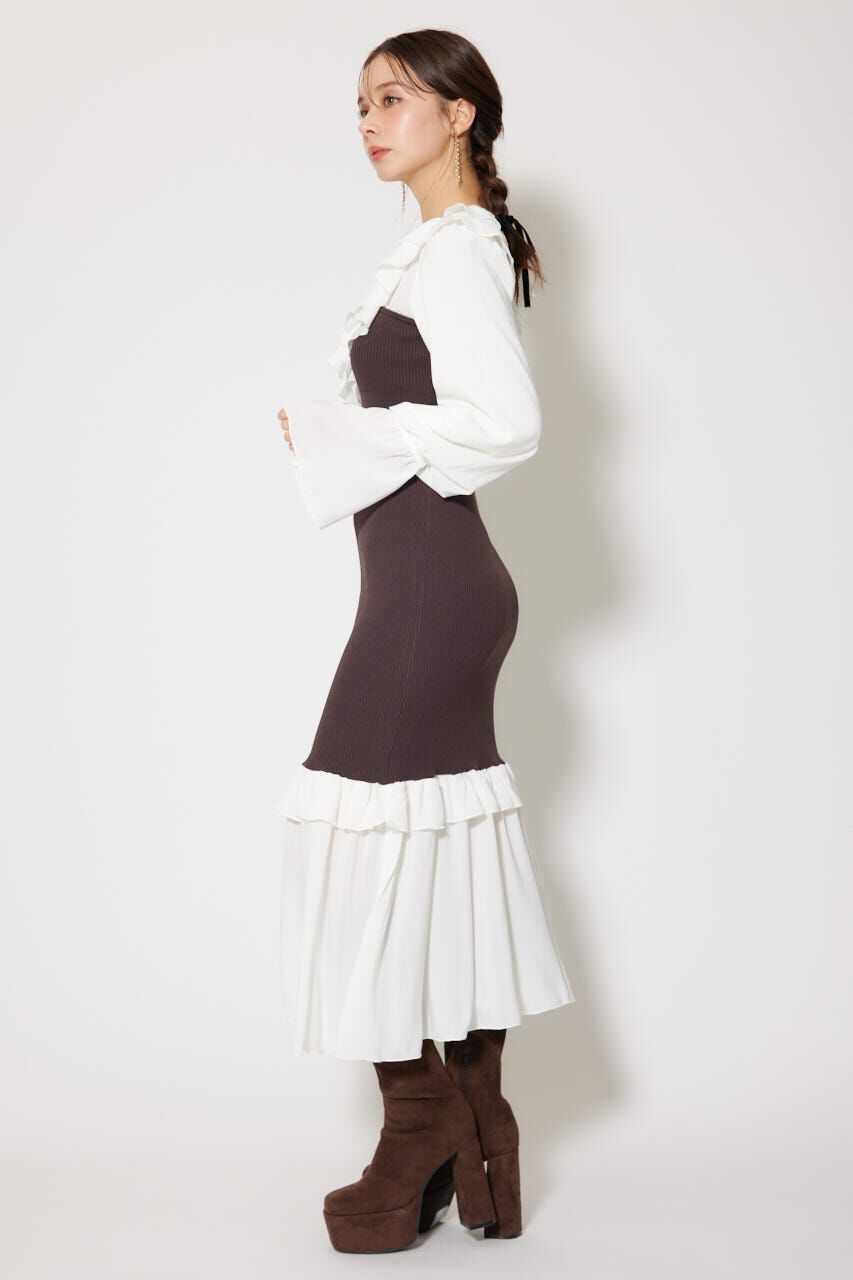 rienda「ダブルフリルコンビニットワンピース」|ワンピース|