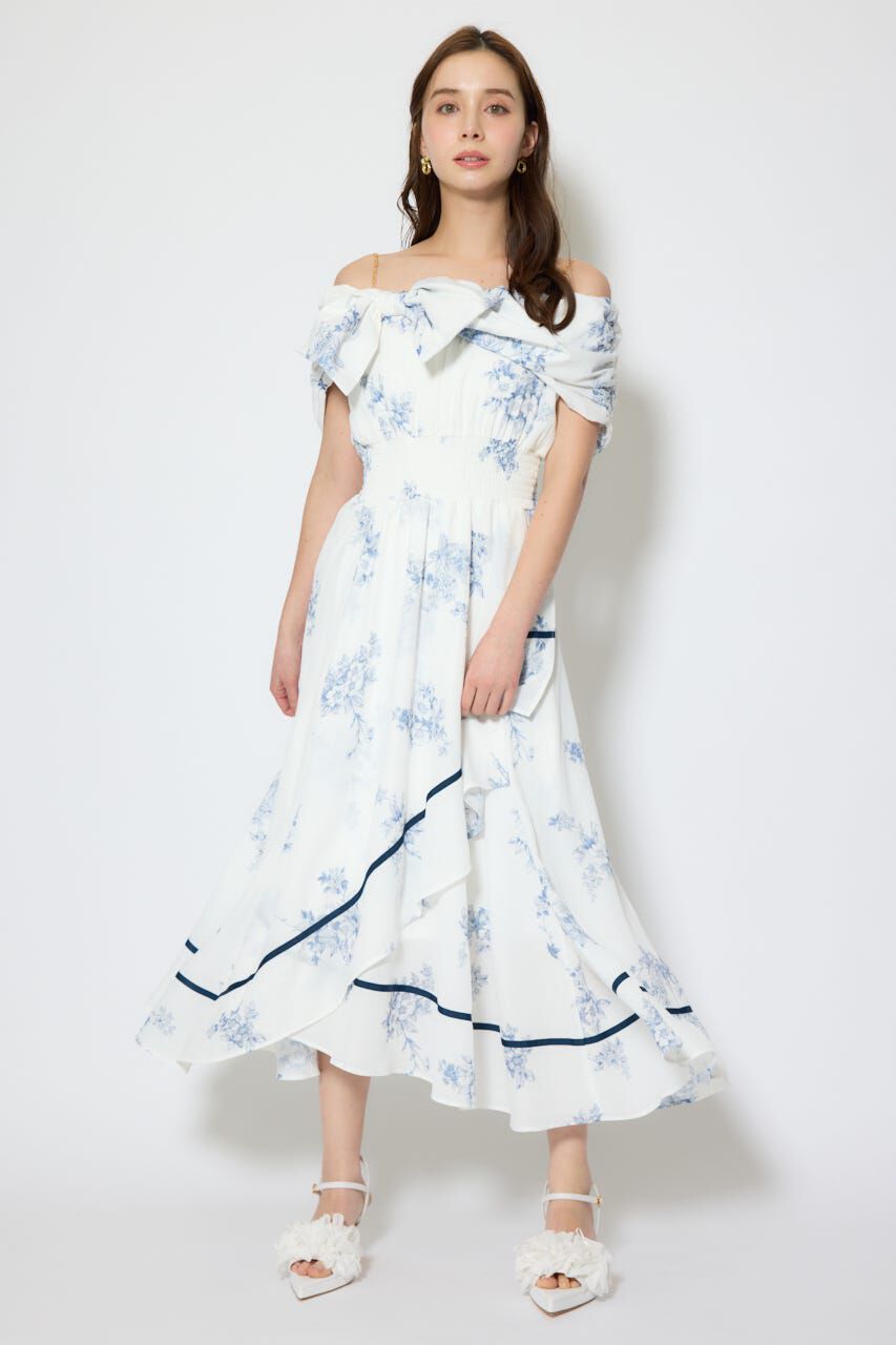 rienda「フロントビッグリボンフレアワンピース」|ワンピース|柄WHT5