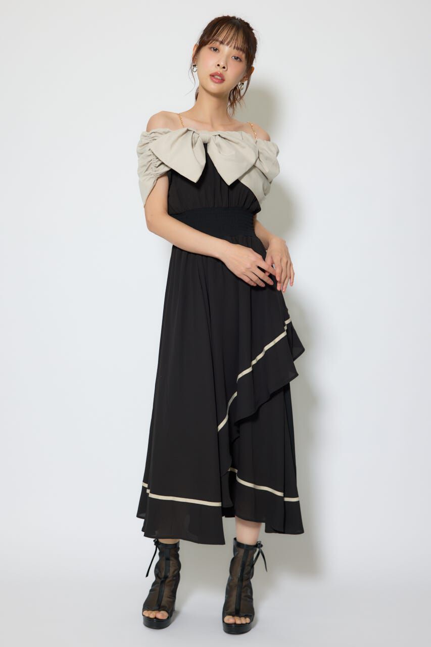 rienda「フロントビッグリボンフレアワンピース」|ワンピース|